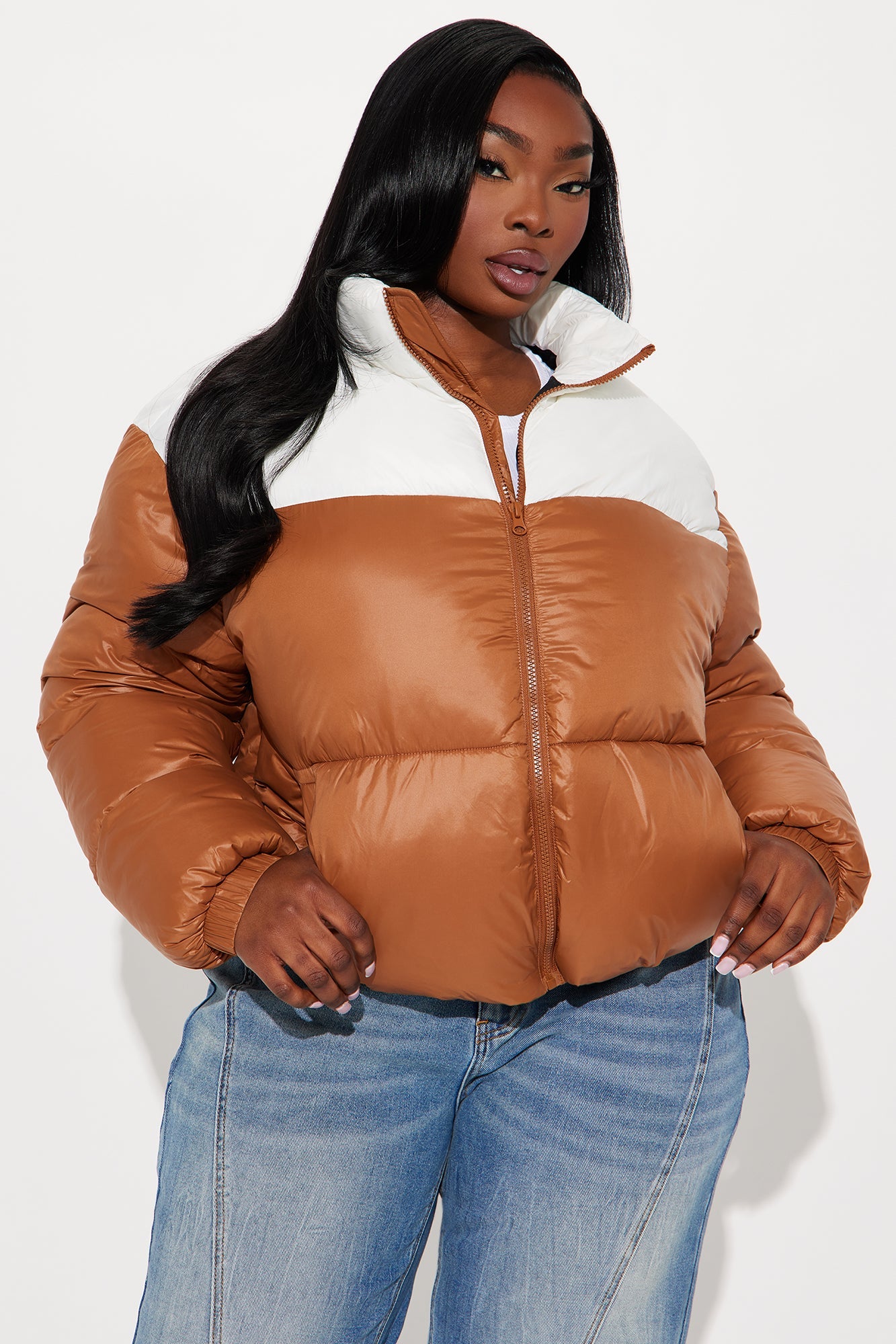 Raquel Puffer Jacket - Brown/combo