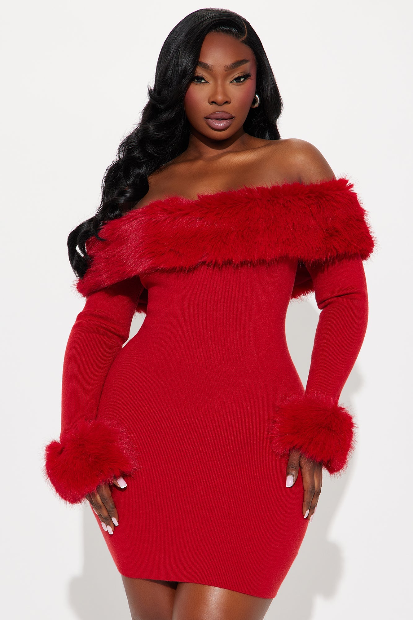 So Purrfect Sweater Mini Dress - Red