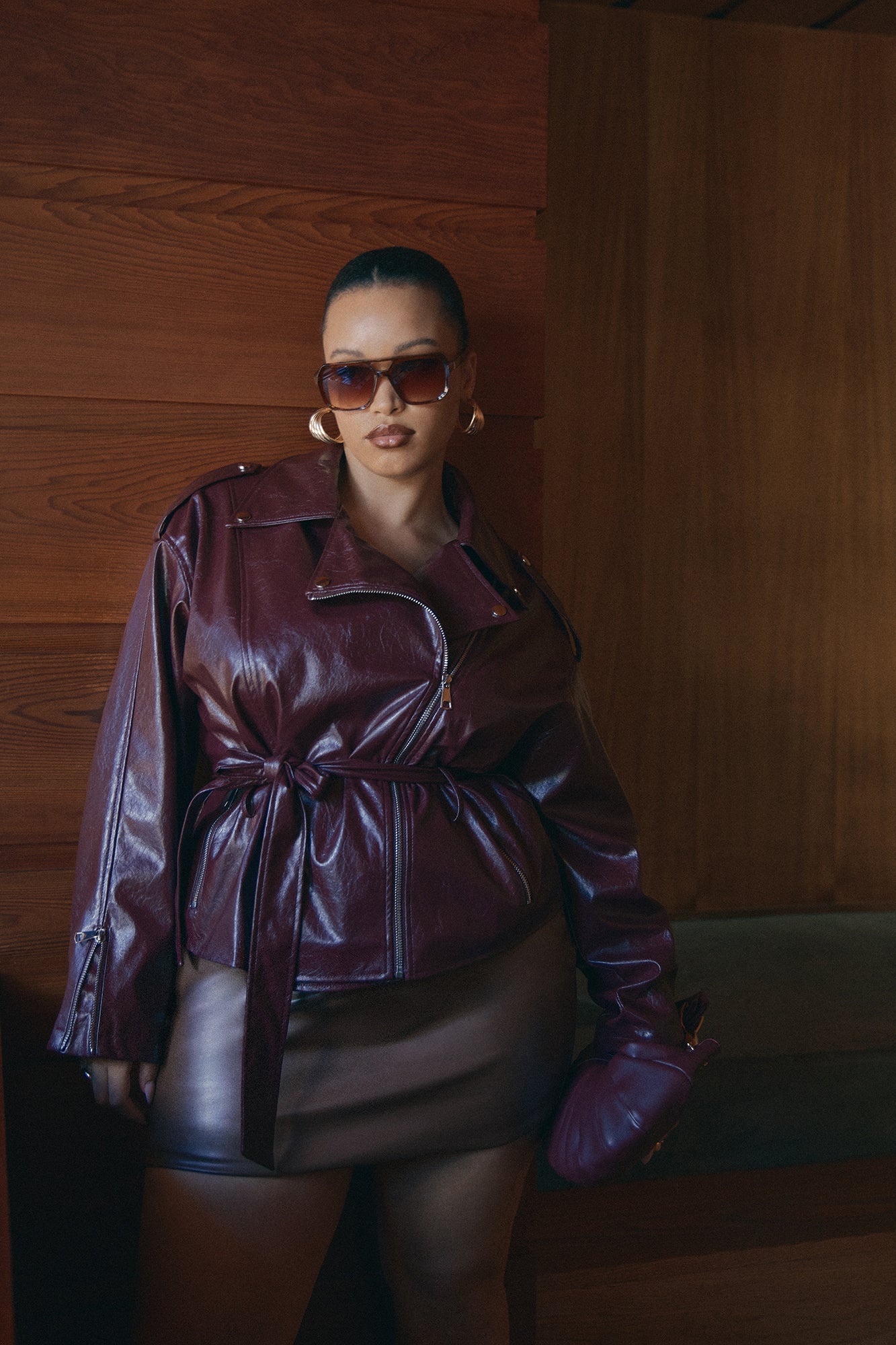 Moving On Faux Leather Moto Jacket - Burgundy