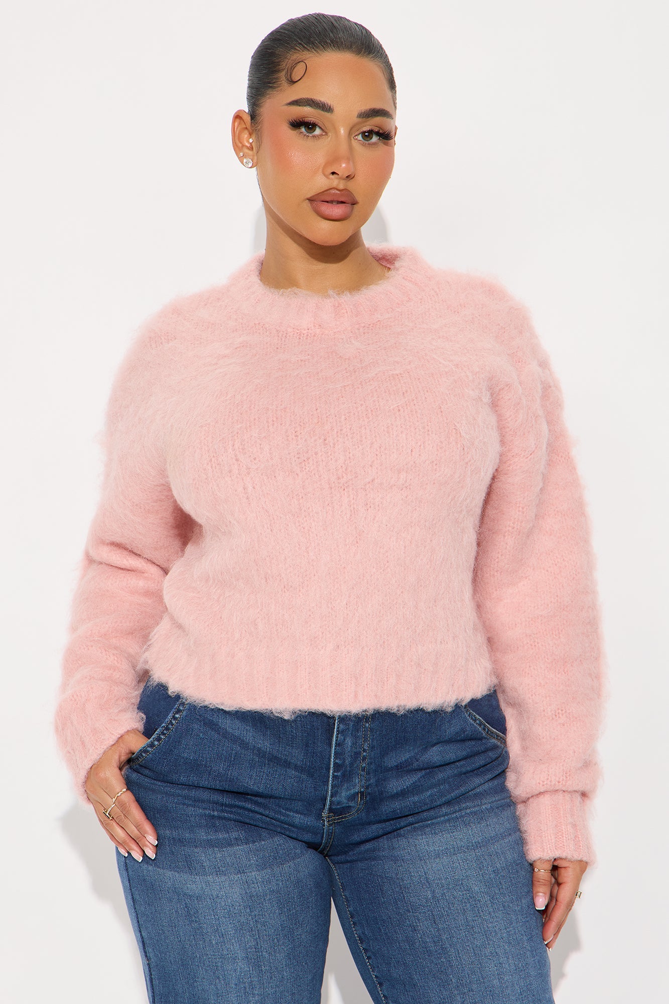 Stepping Out Fuzzy Sweater - Pink