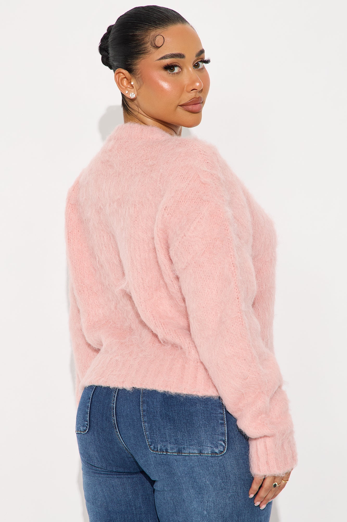 Stepping Out Fuzzy Sweater - Pink