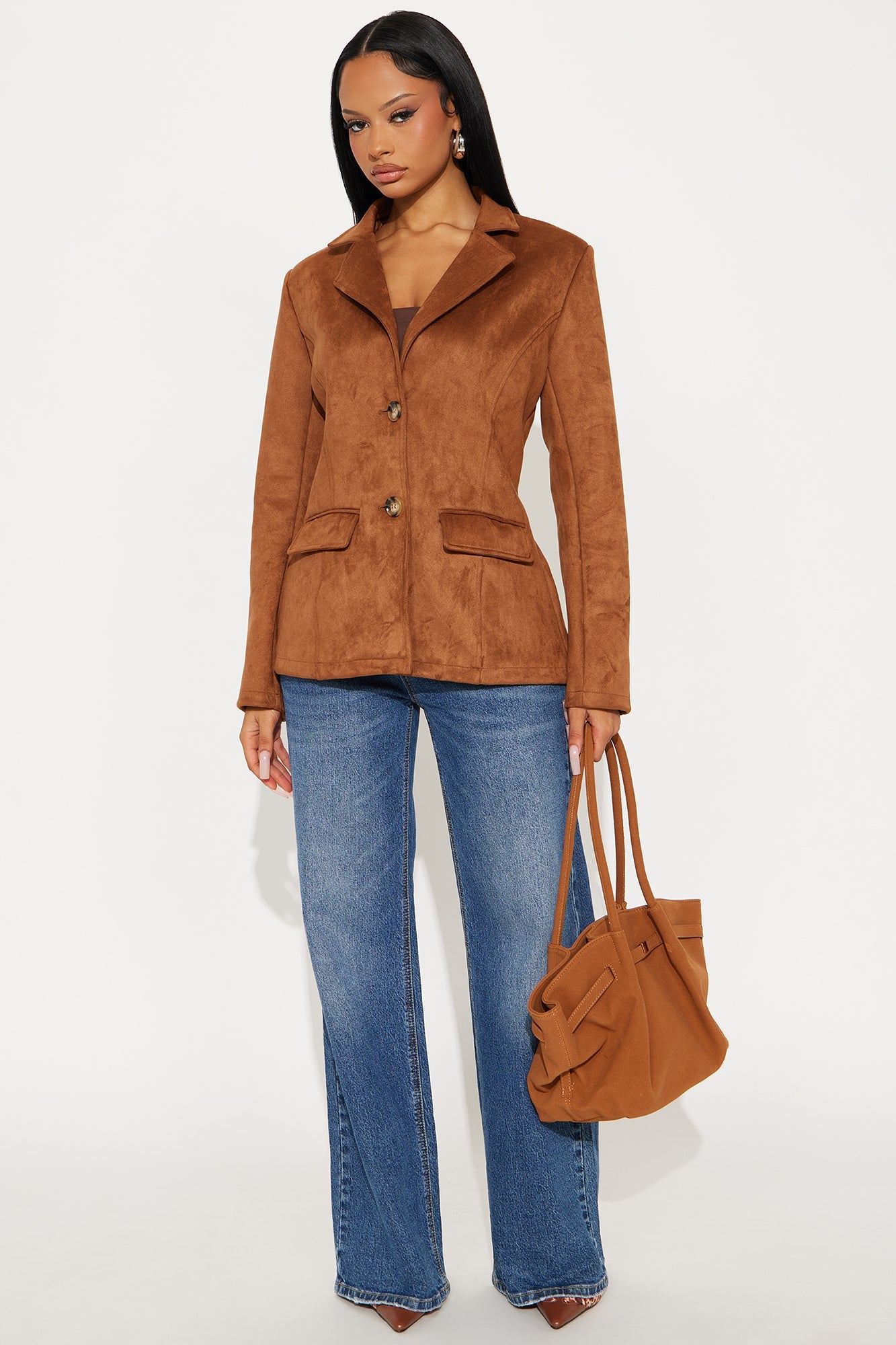 Tory Faux Suede Blazer - Camel