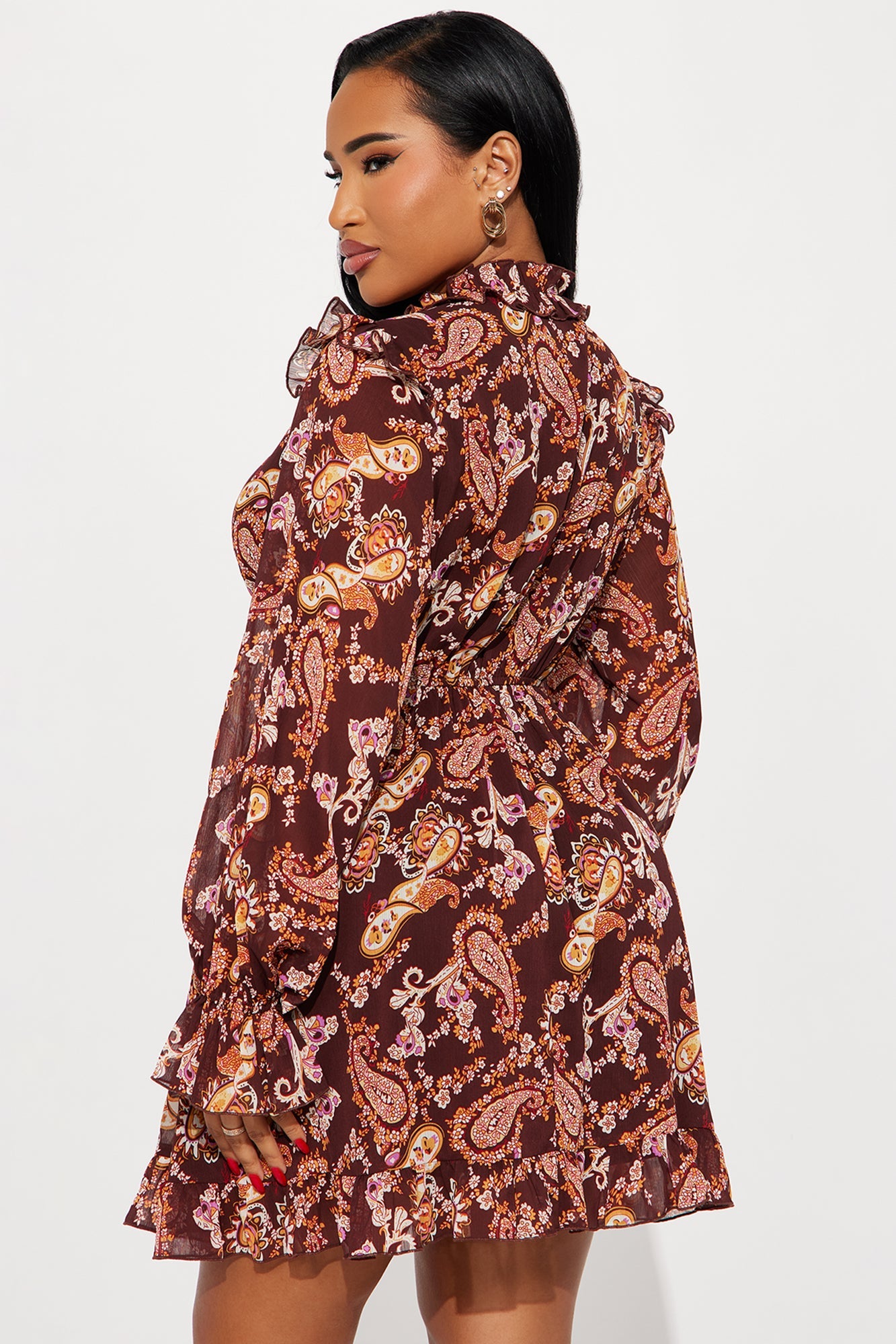 Poppy Kiss Mini Dress - Brown/combo