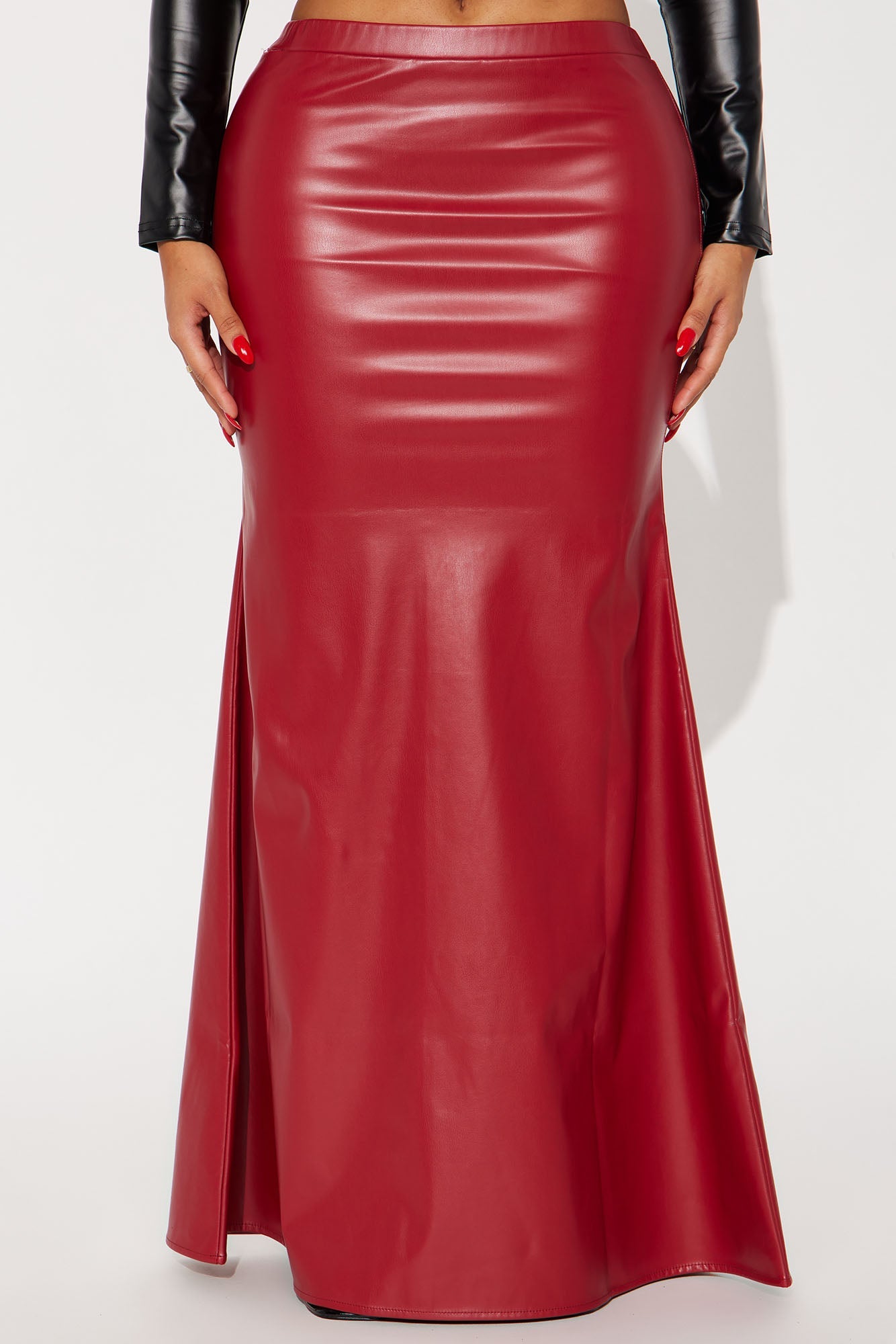 Show Me Love Faux Leather Mermaid Maxi Skirt - Red