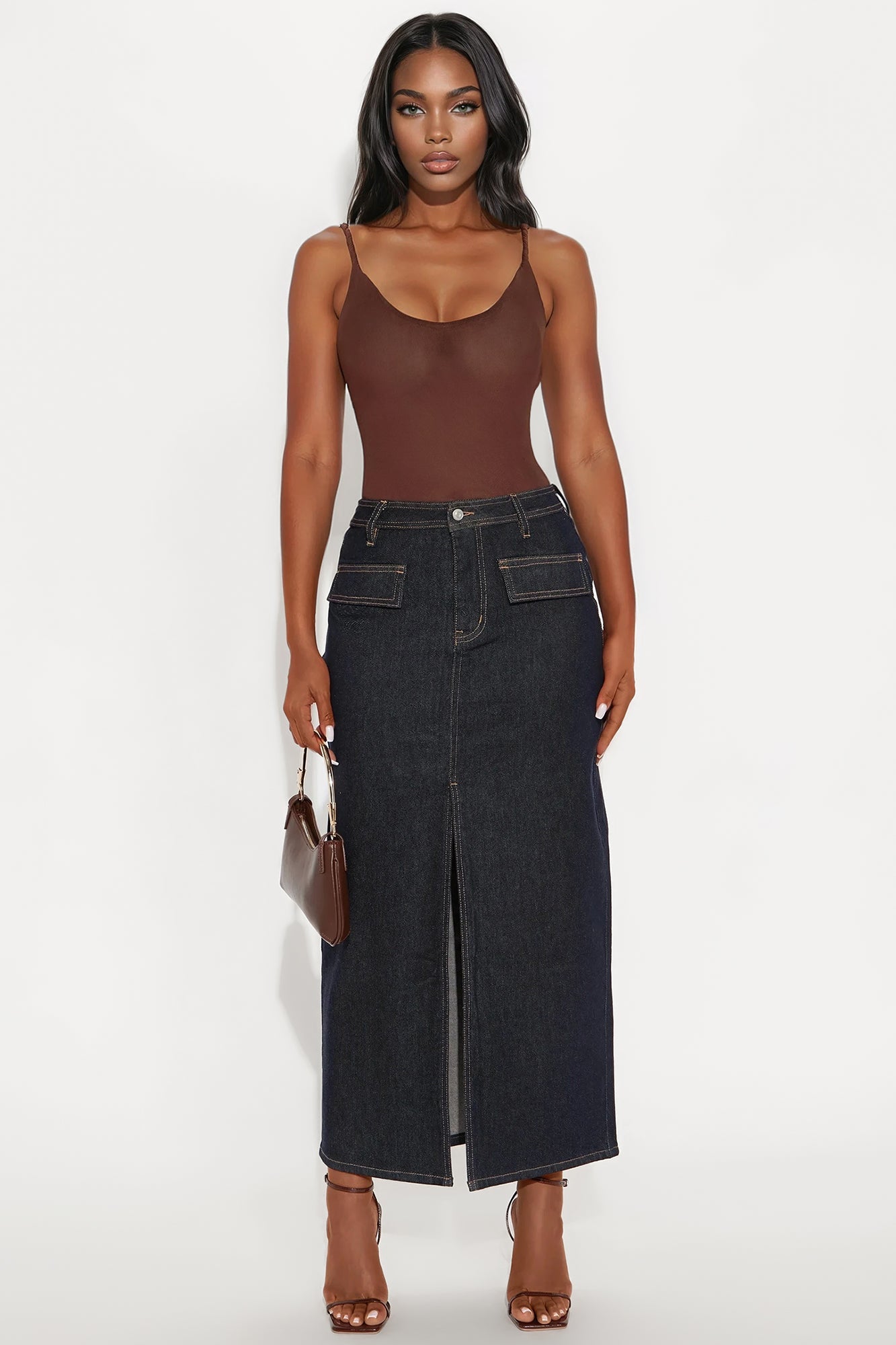 Hard To Handle Rinse Wash Denim Maxi Skirt - Rinse Blue Wash
