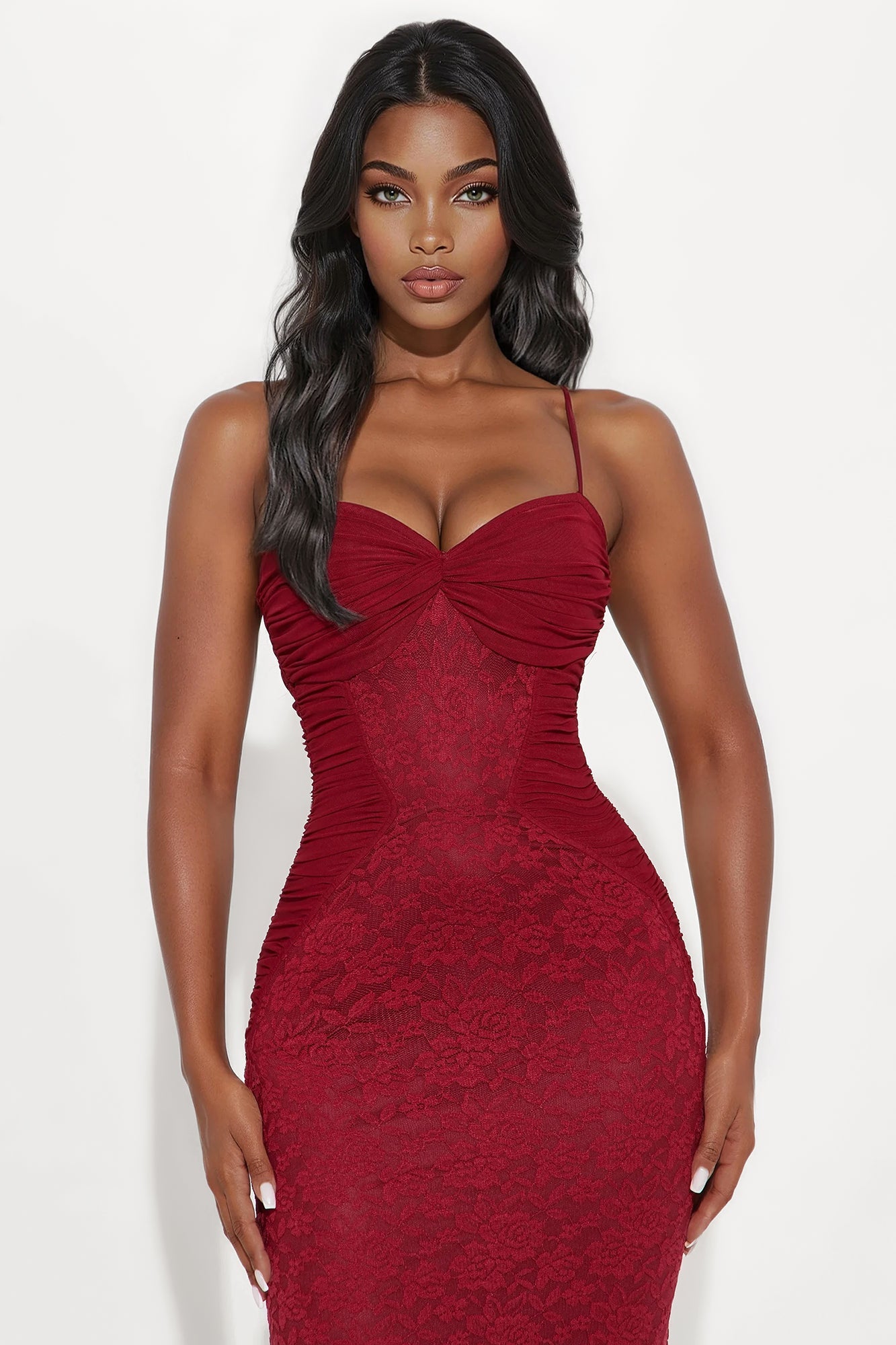 Say When Lace Gown - Burgundy