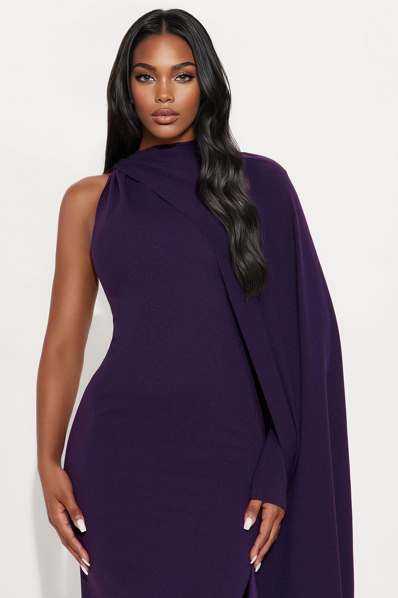 Heart Snatcher Draped Gown - Purple