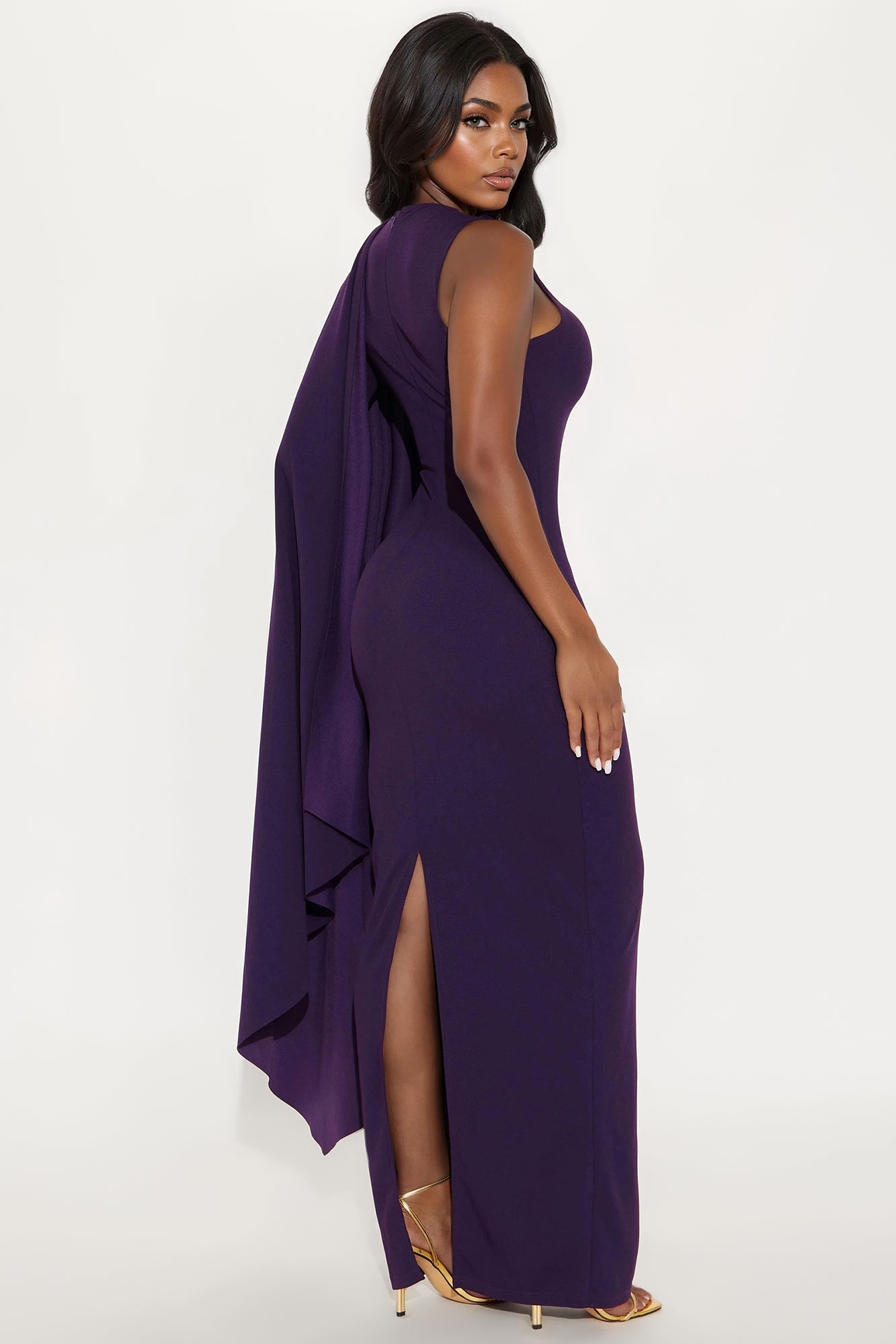Heart Snatcher Draped Gown - Purple