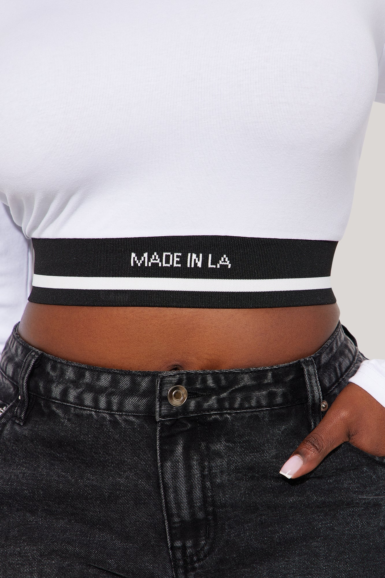Made In LA Long Sleeve Baby Tee - White/combo