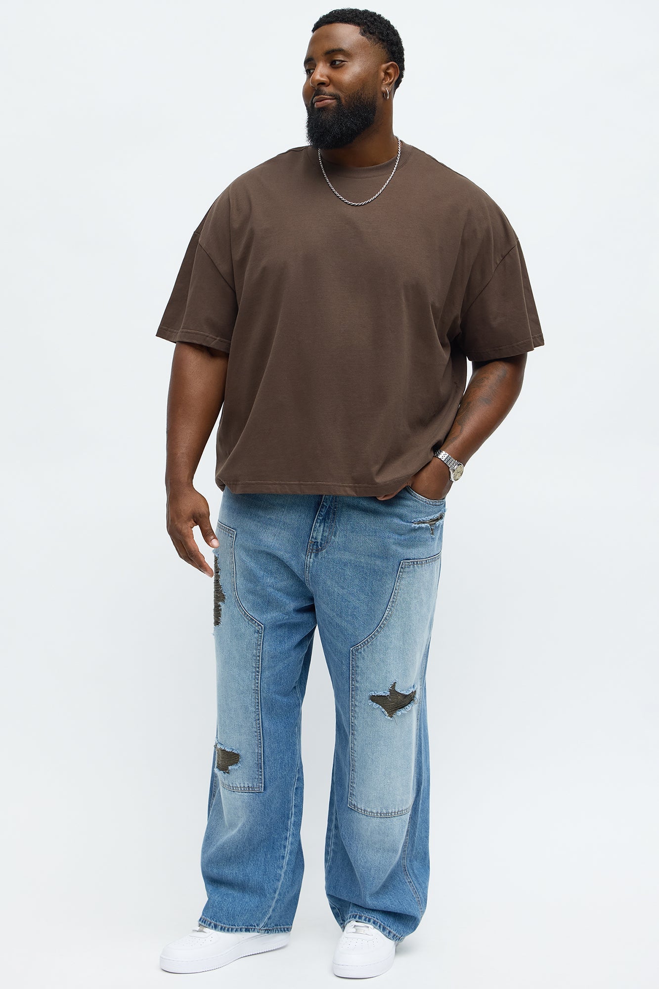 Boxy Premium Midweight Tee - Brown