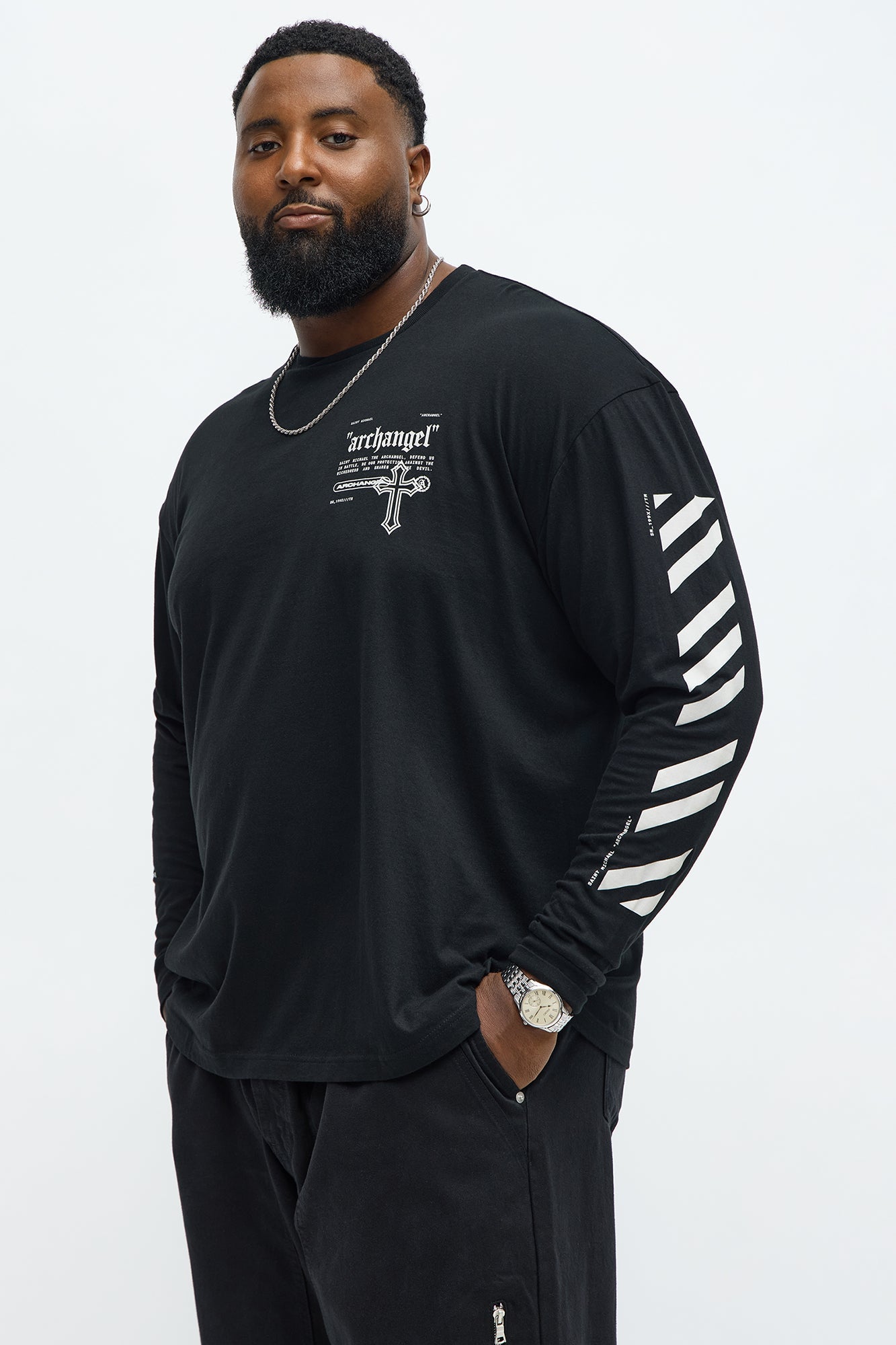 Archangel Guardian Long Sleeve Tee - Black