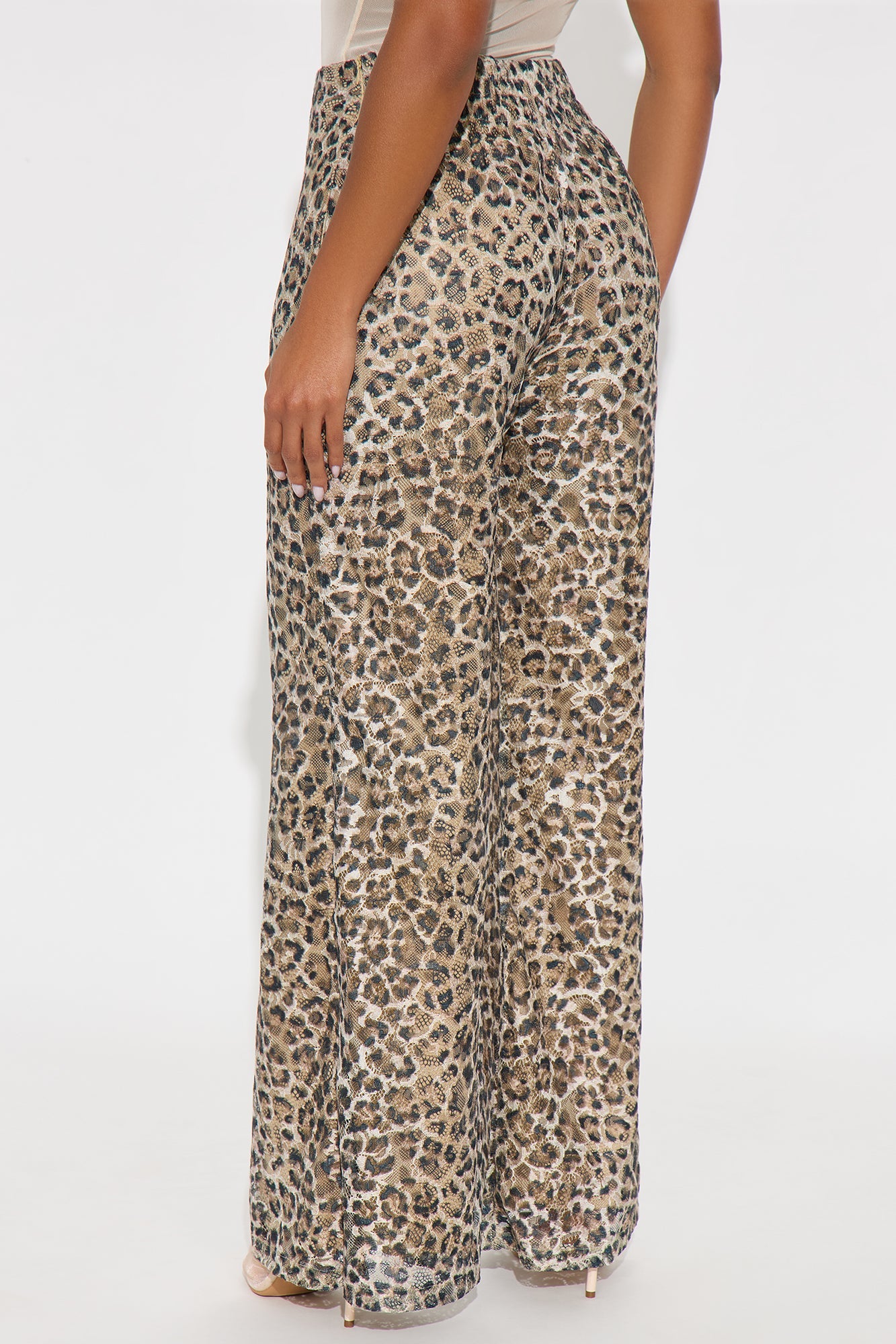 Locked In Leopard Lace Wide Leg Pant 33″ - Leopard