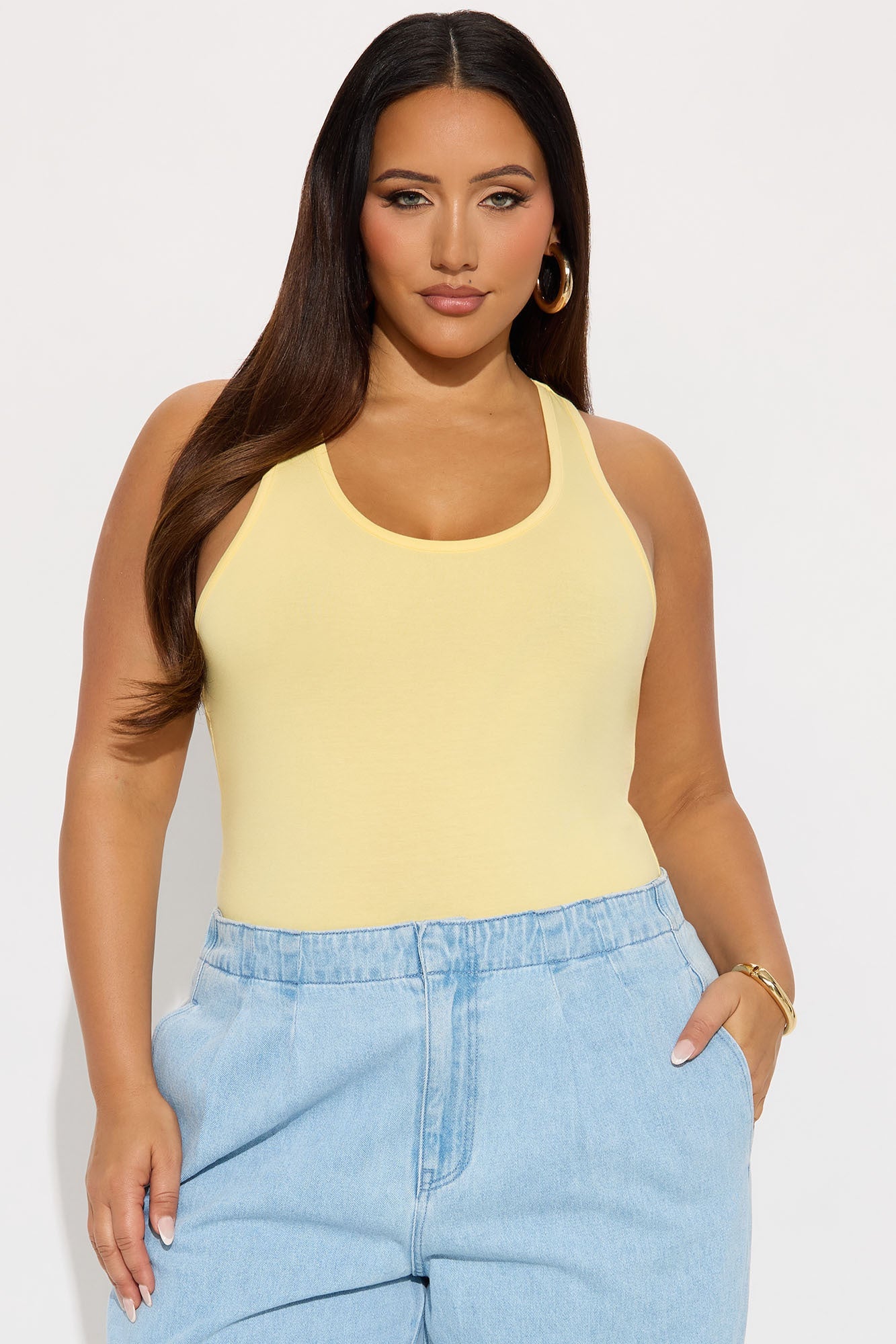 Divine Basic Tank Bodysuit - Butter Yellow