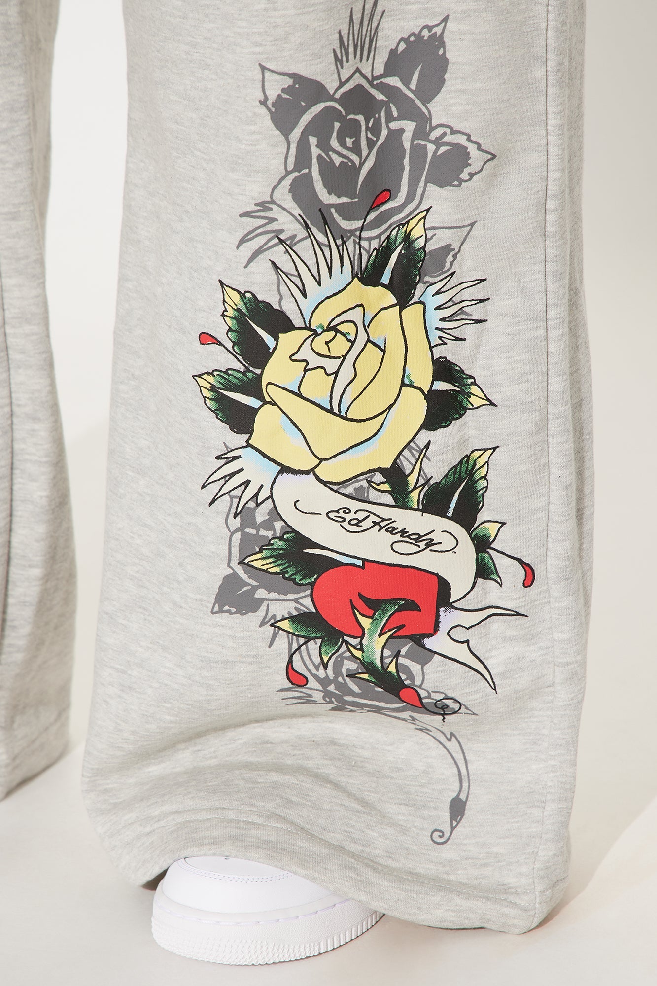 Ed Hardy Rose And Sword Sweatpant - Heather Grey