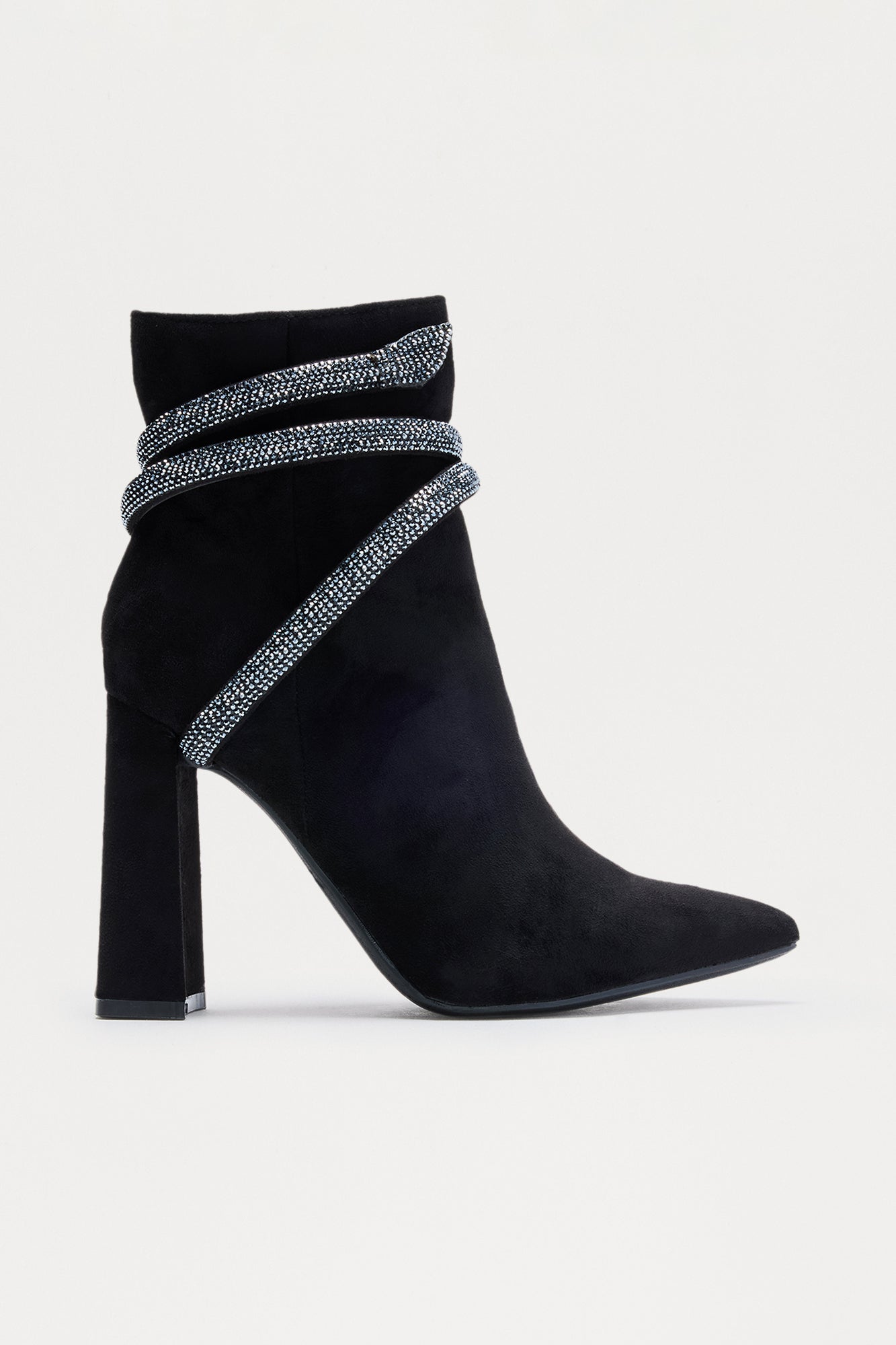 Sersha Rhinestone Trim Booties - Black