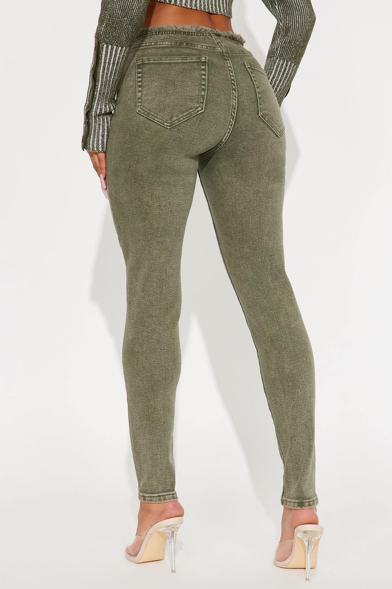 Highly Motivated Low Rise Skinny Jeans - Olive