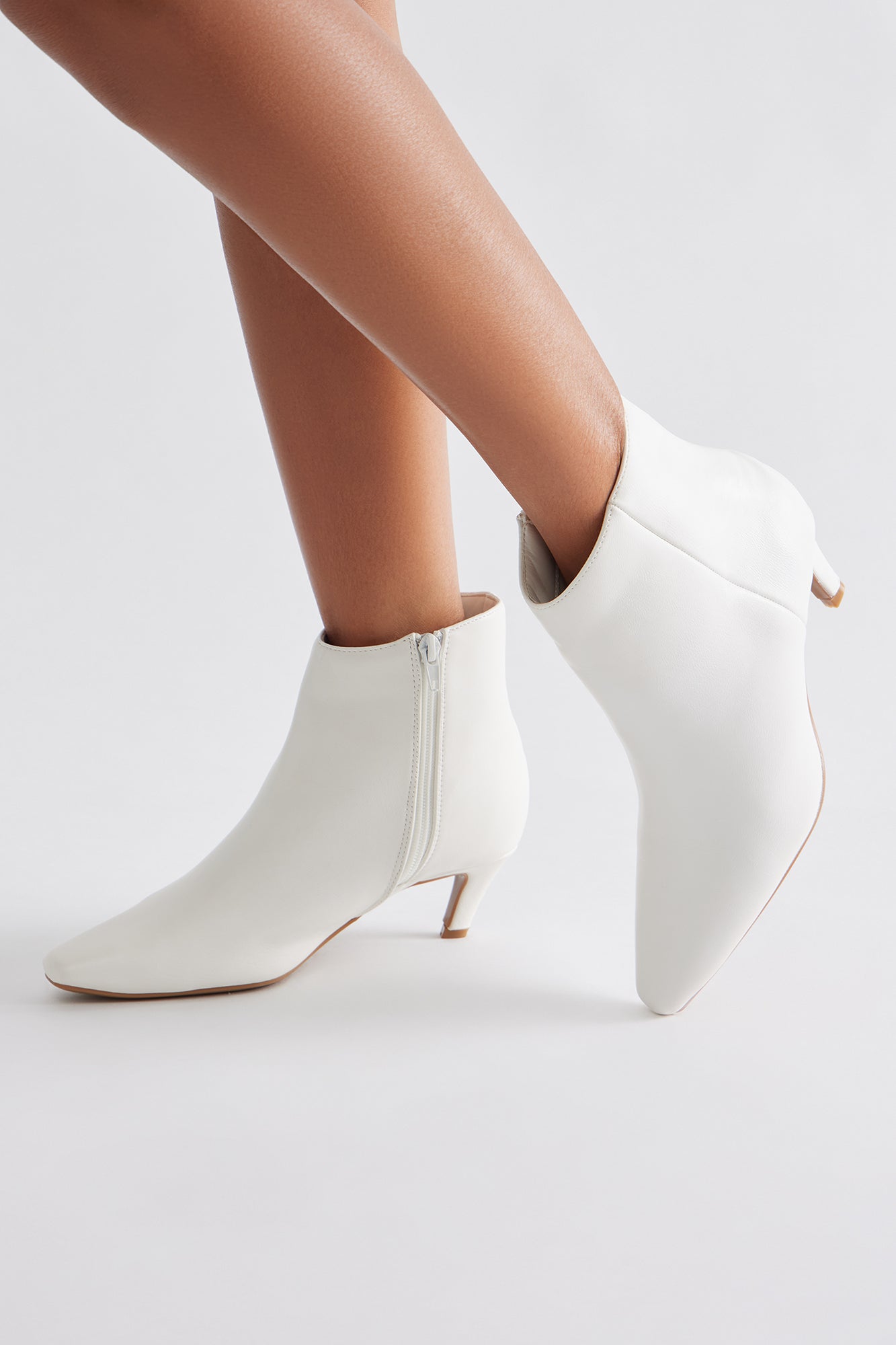 Raj Kitten Heel Booties - White