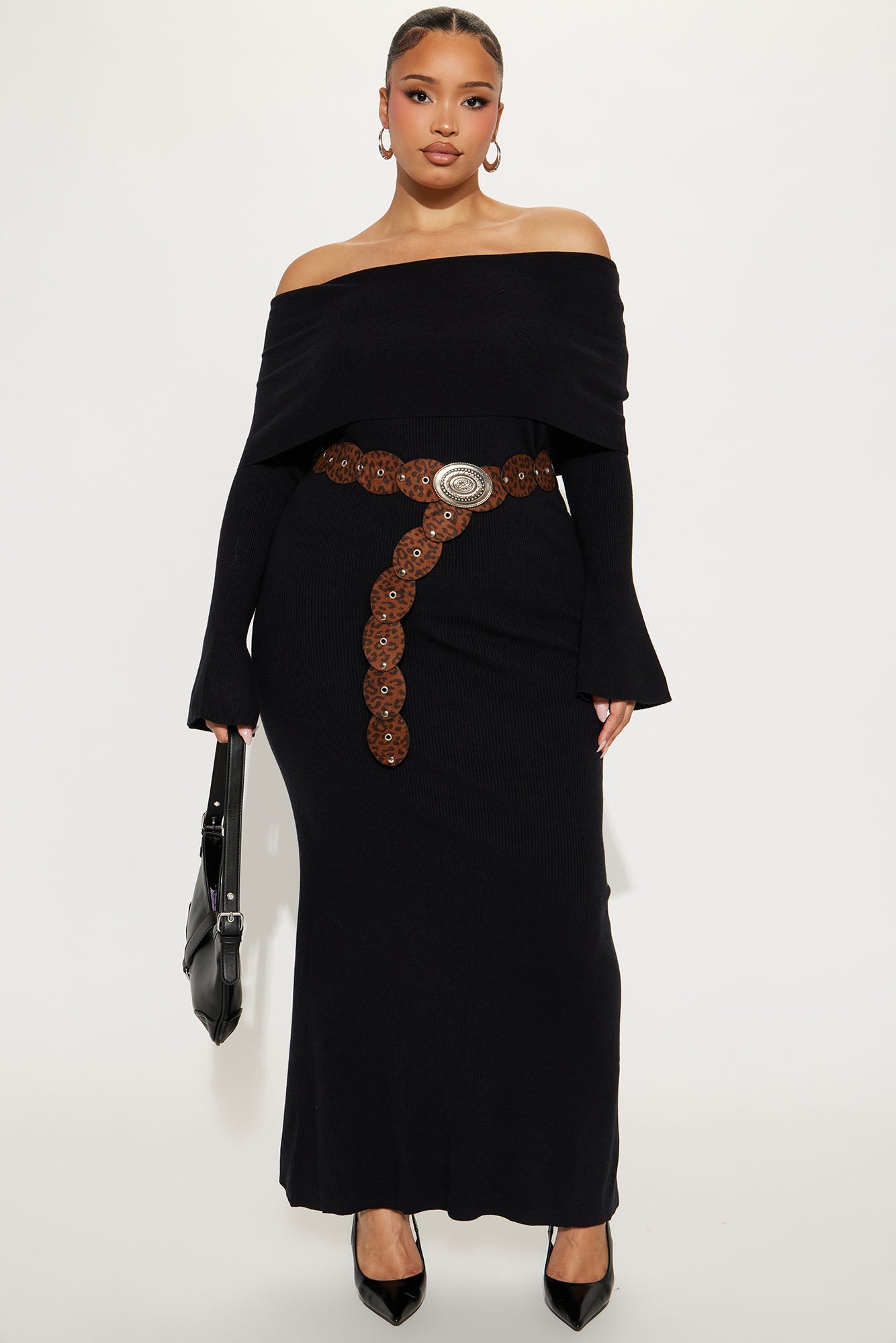 That Tone Sweater Maxi Dress - Black