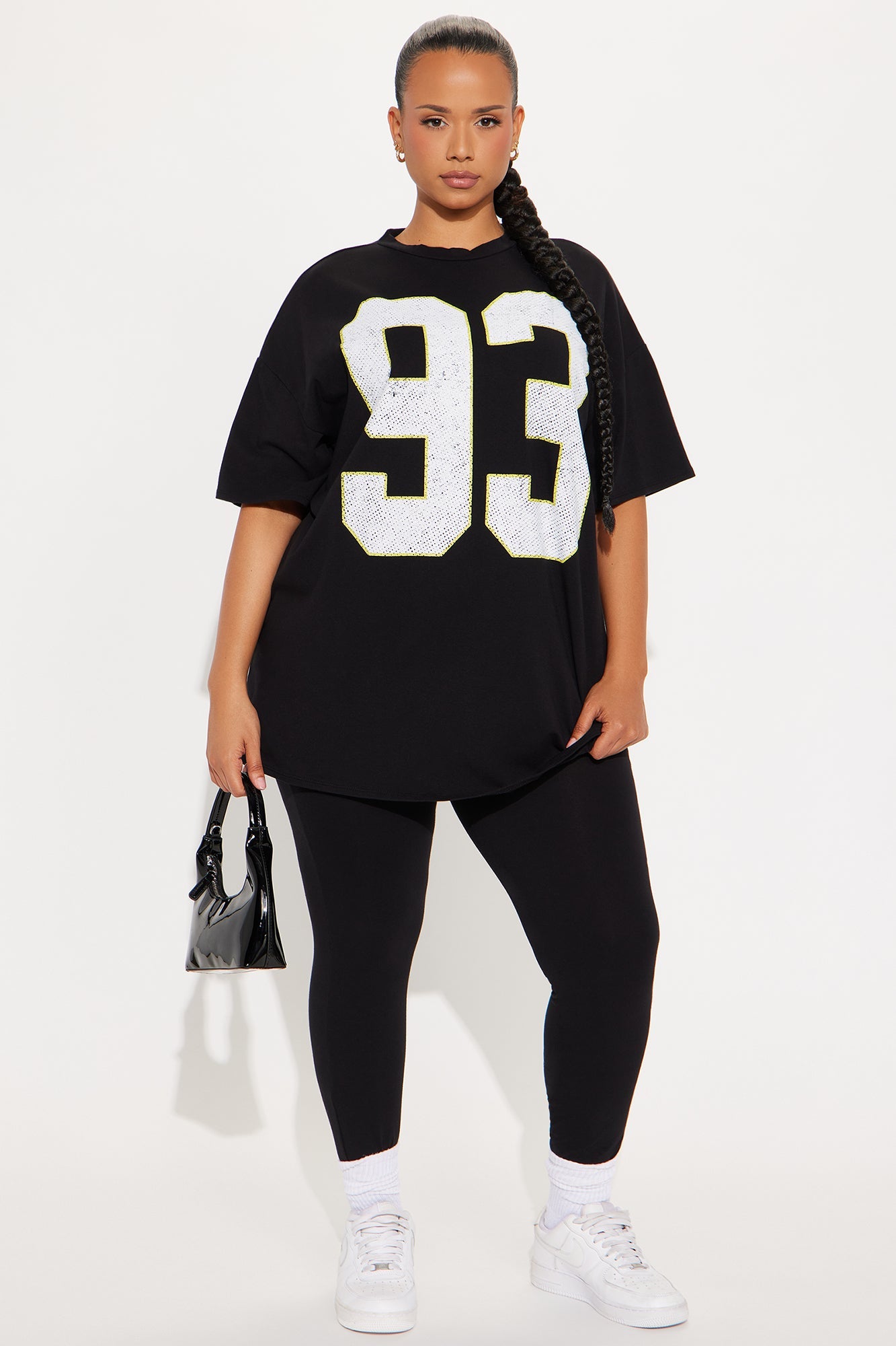 93 Sporty Vibe Graphic Pant Set - Black