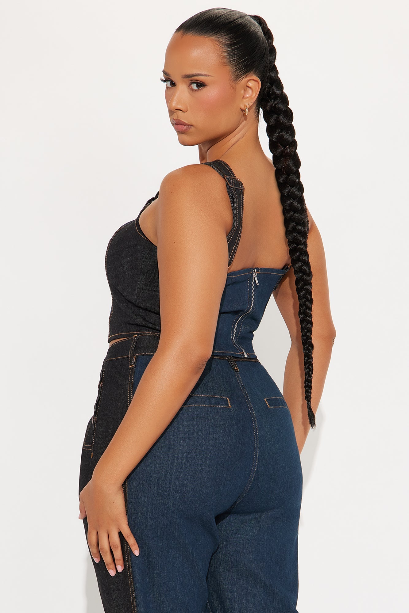 Busy Body Stretch Tailored Bustier - Dark Wash