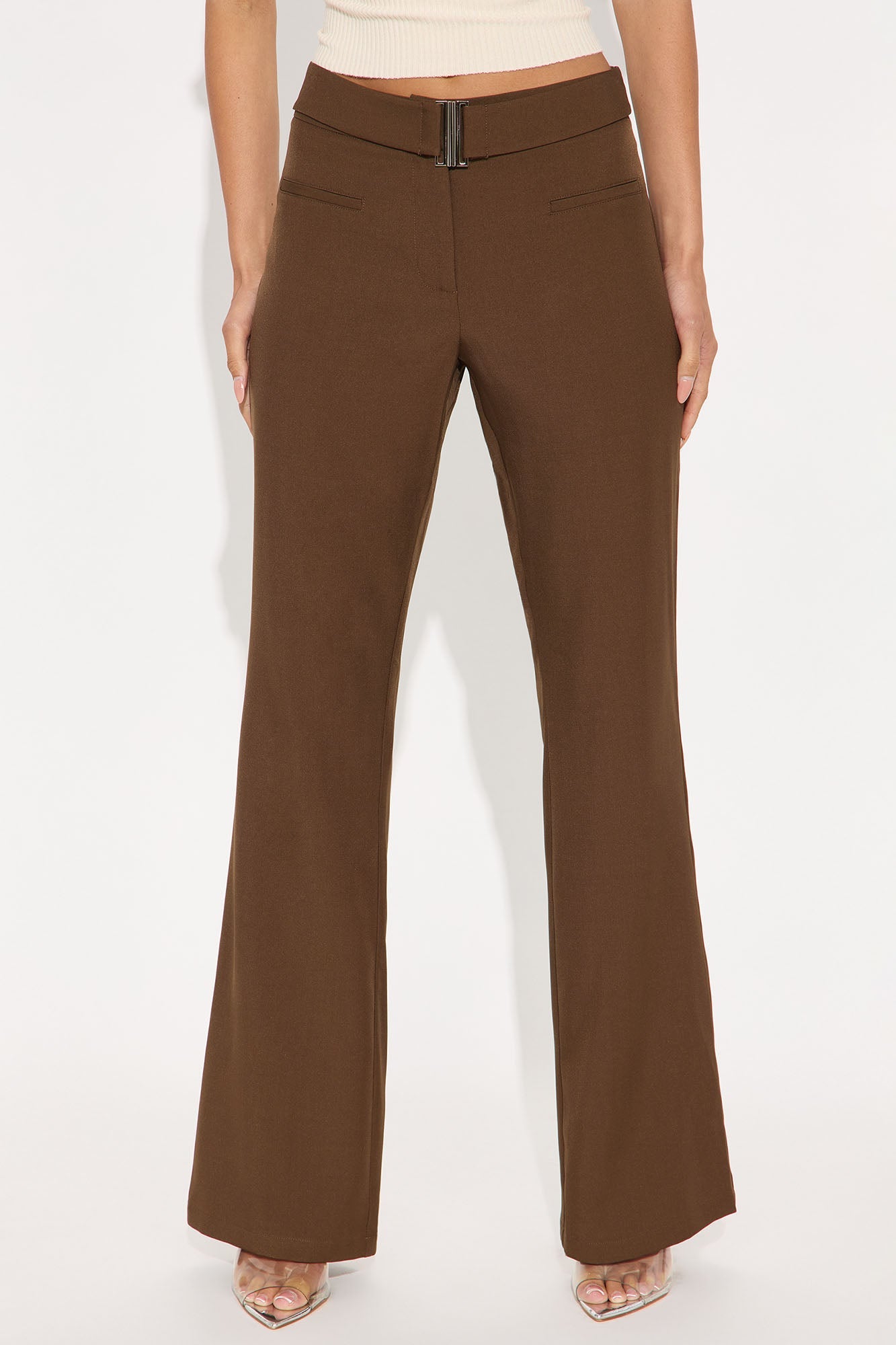 Giana Belted Trouser Pant 33″ - Brown