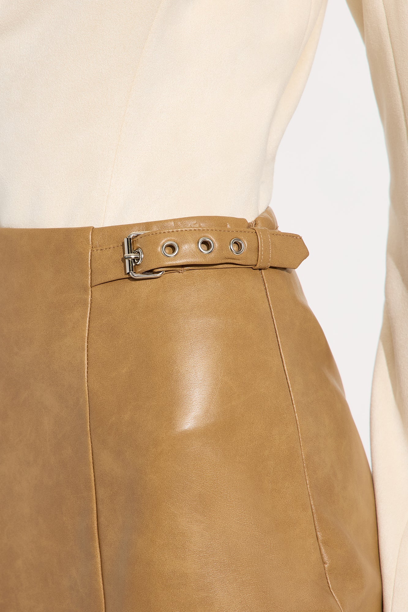 Bad For You Belted Faux Leather Maxi Skirt - Camel
