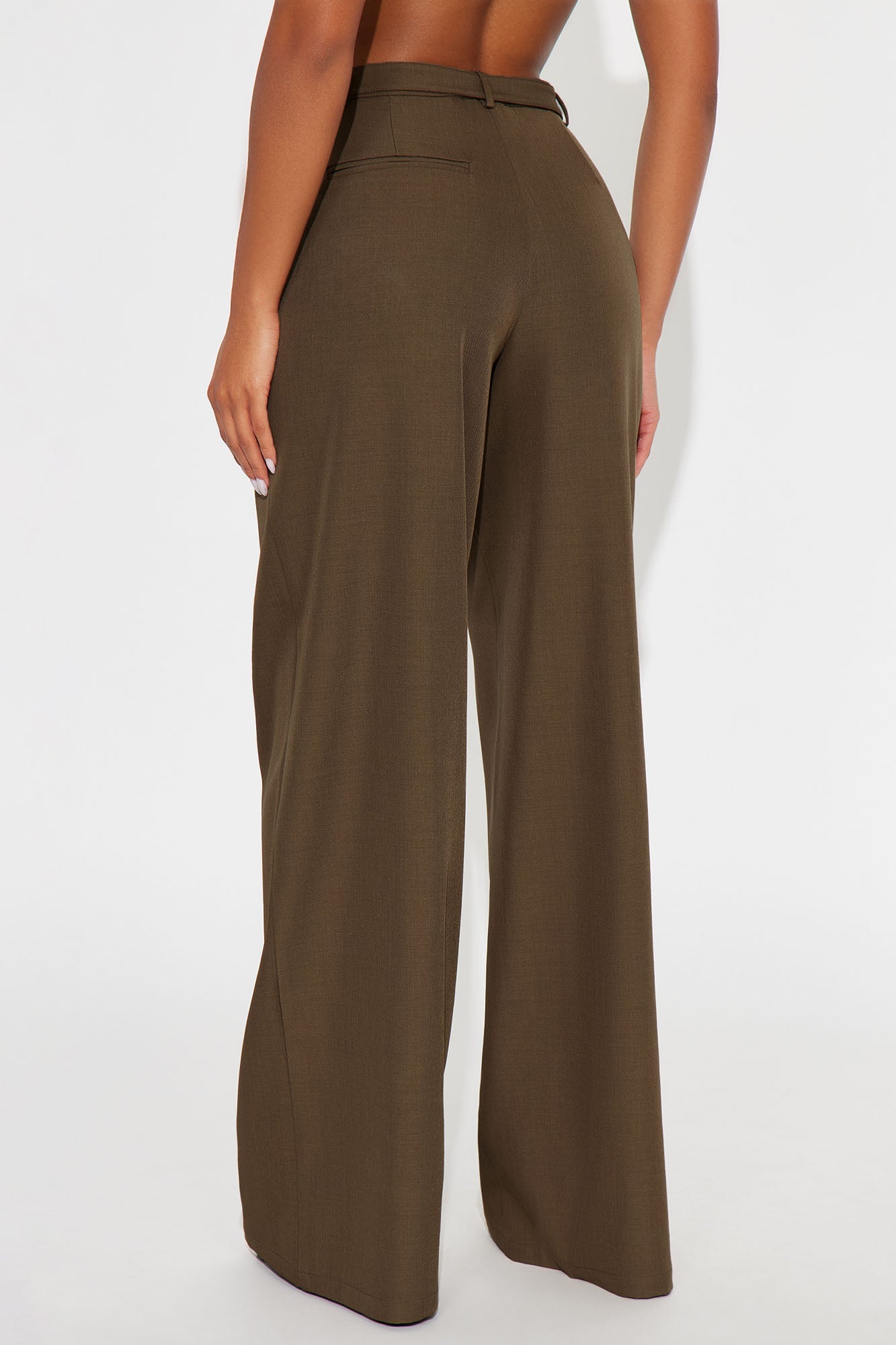 Only Boss Attitude Low Rise Belted Wide Leg Trouser 33 - Mocha