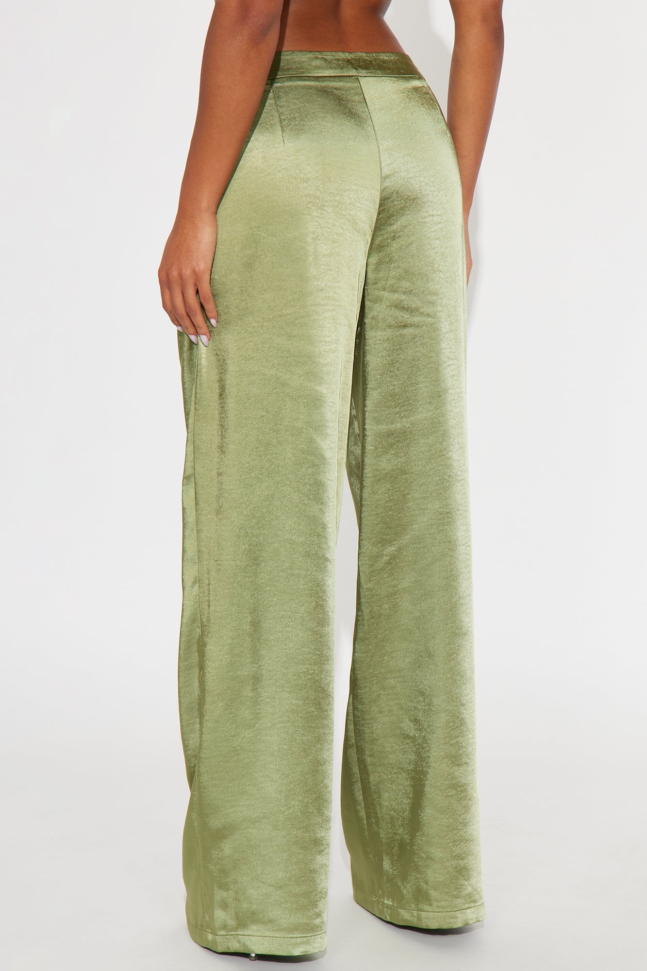 Main Topic Low Rise Wide Leg Satin Pant 33 - Olive