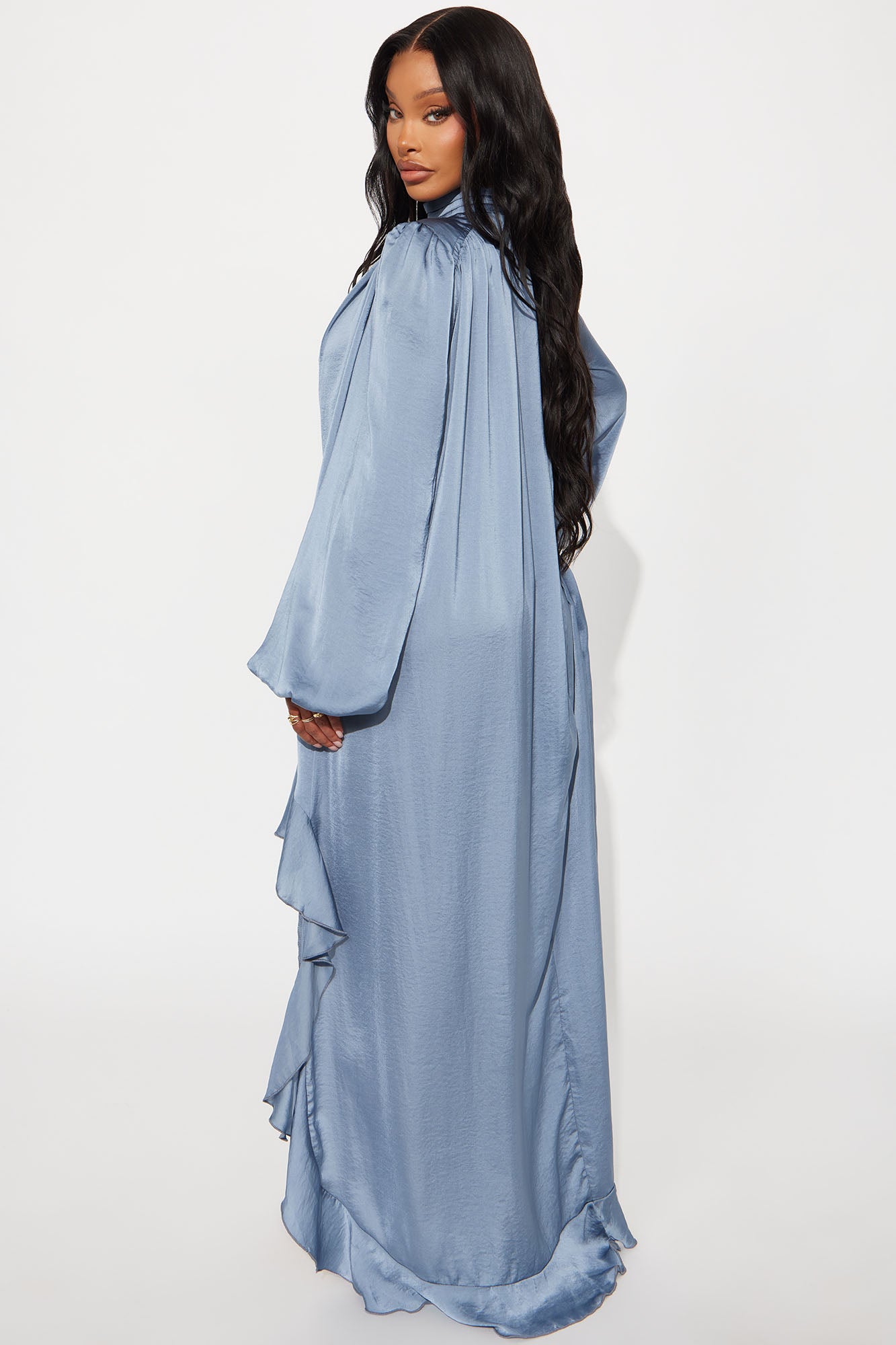 Giselle Long Sleeve Flowy Mini Dress - Blue