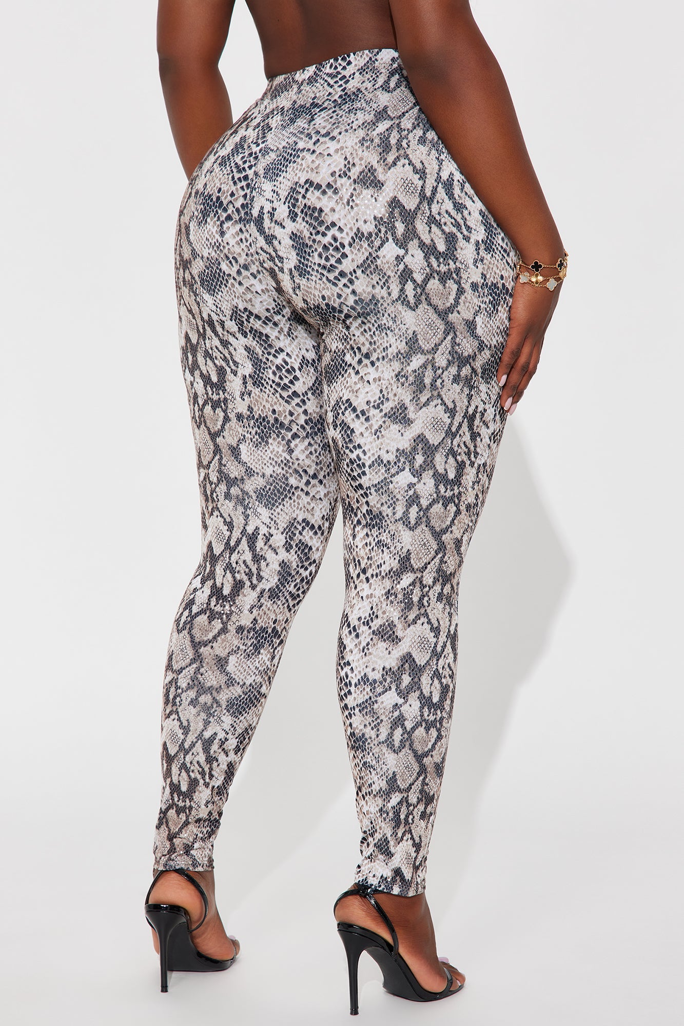 On The Sly Embossed Snake Skin Legging - Brown/combo