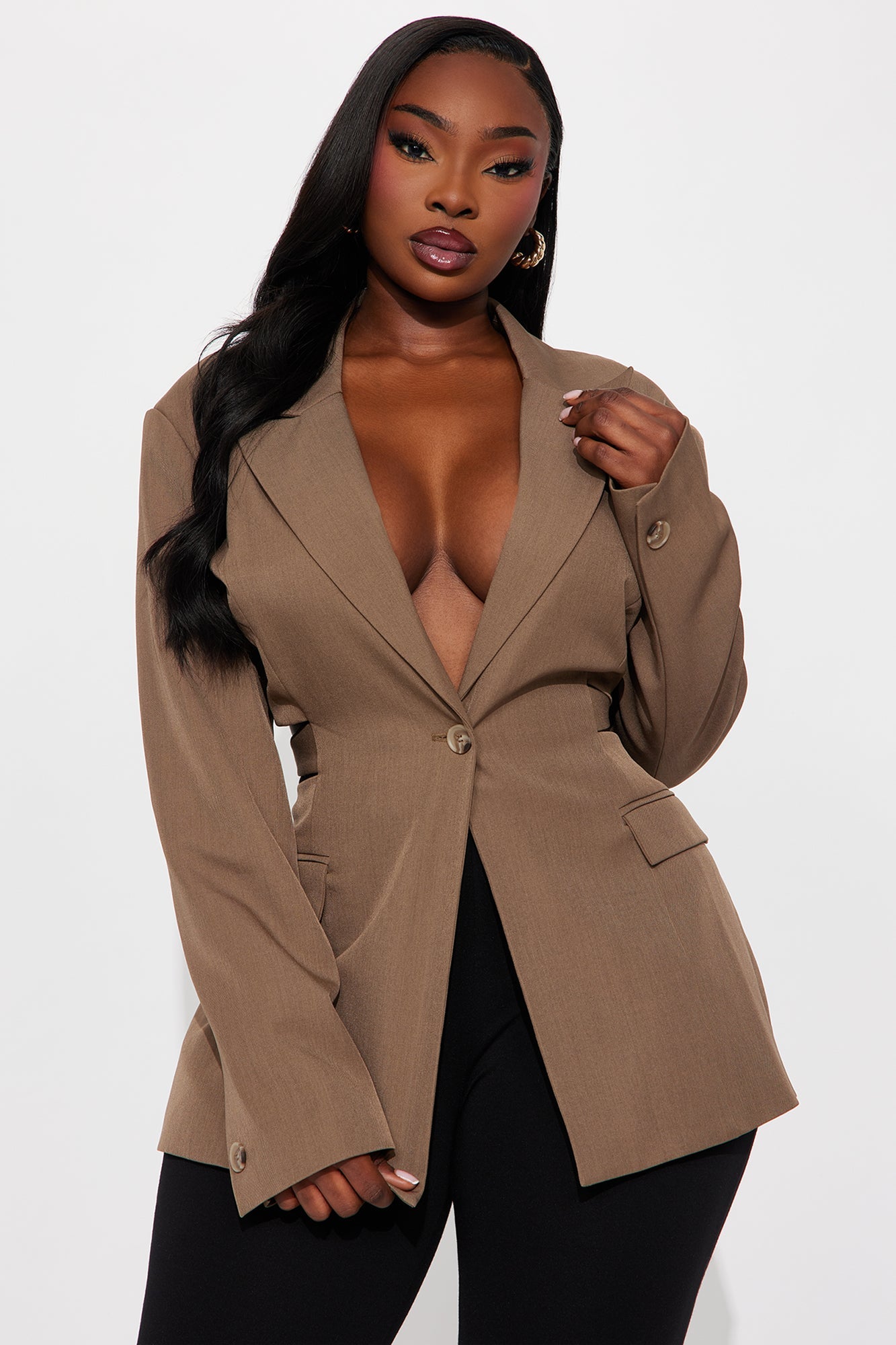 The Corey Cutout Blazer - Mocha