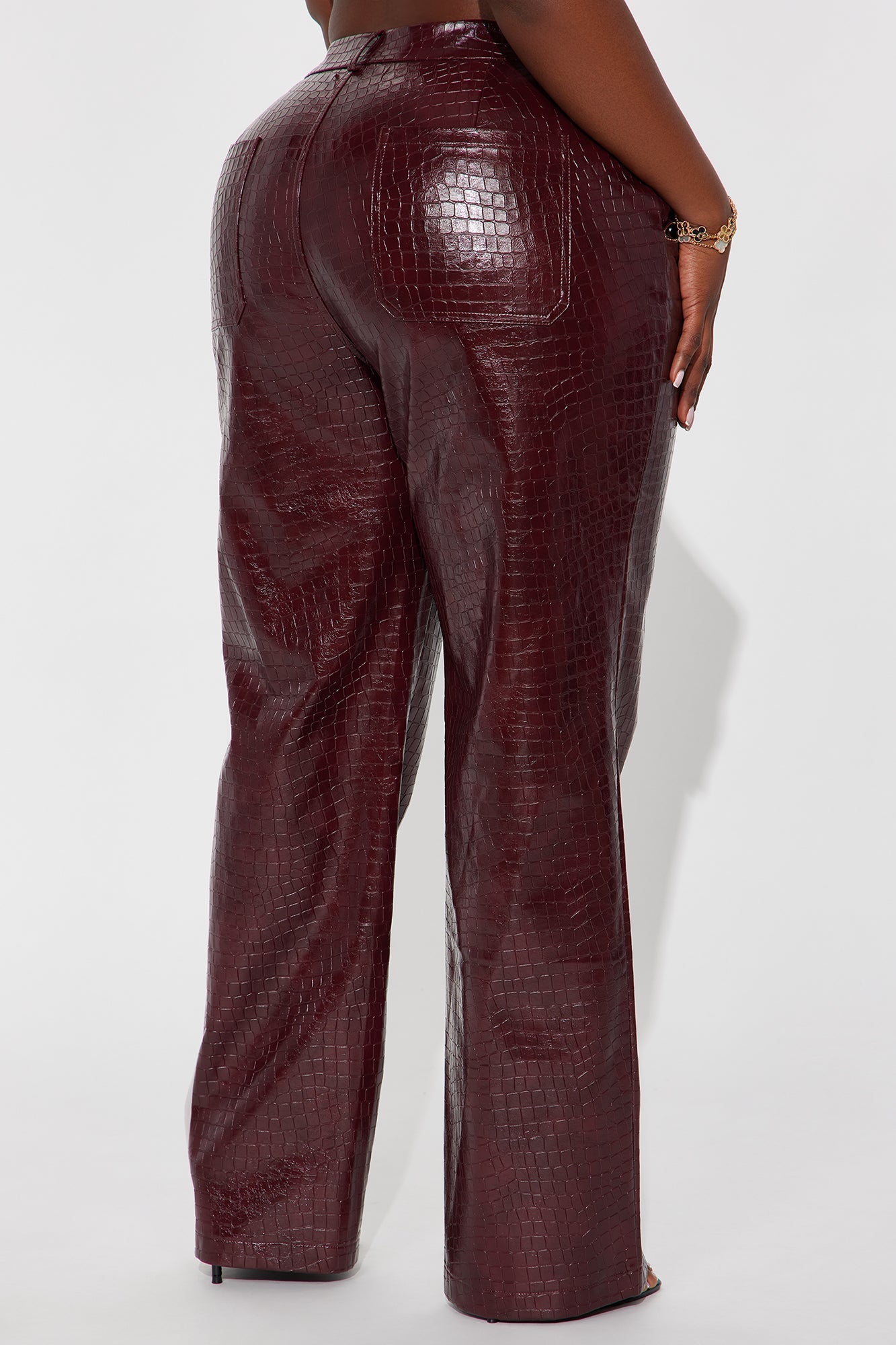 Gianna Faux Leather Straight Leg Pant - Burgundy