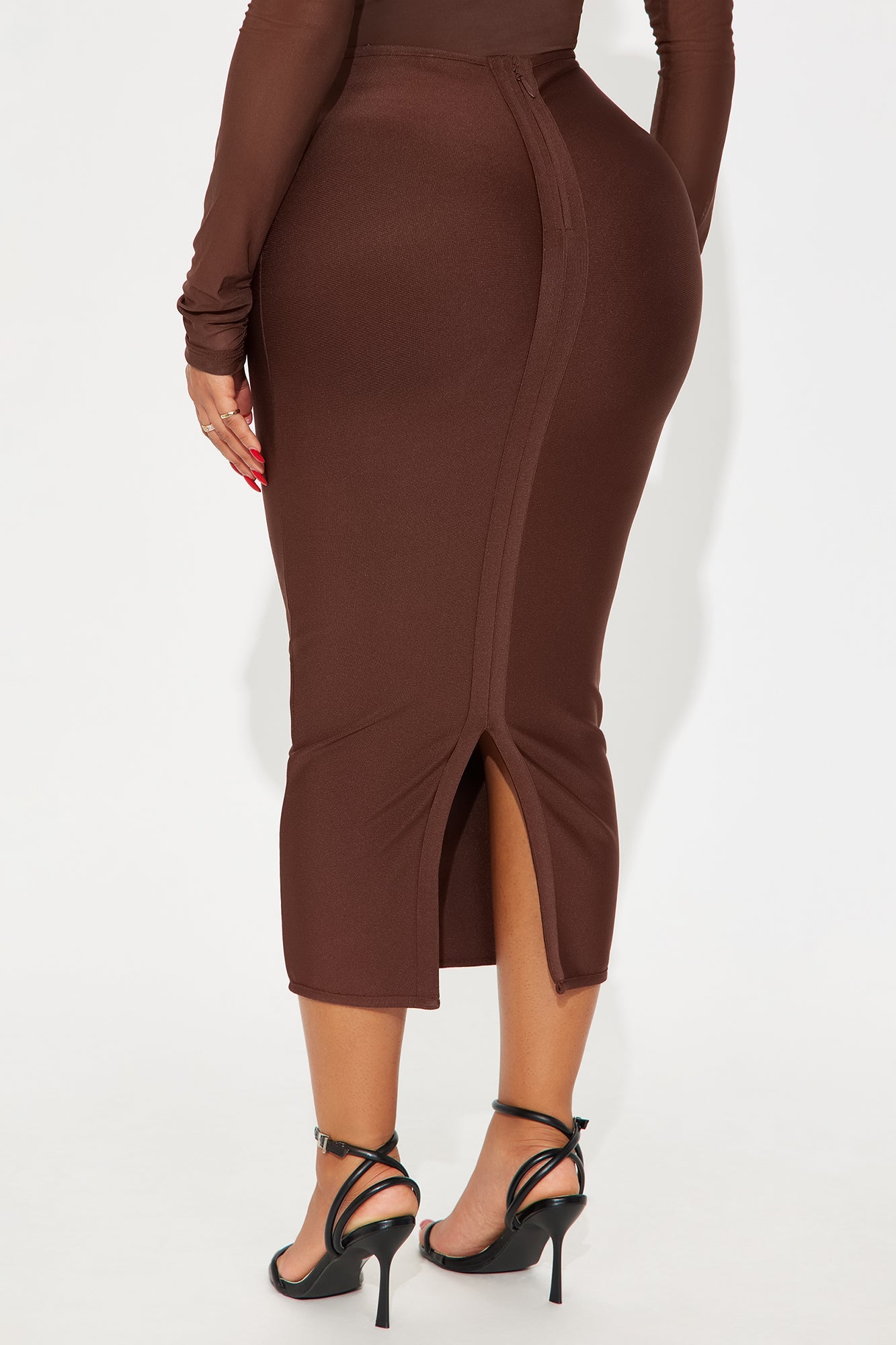 Camila Bandage Ankle Midi Skirt - Chocolate