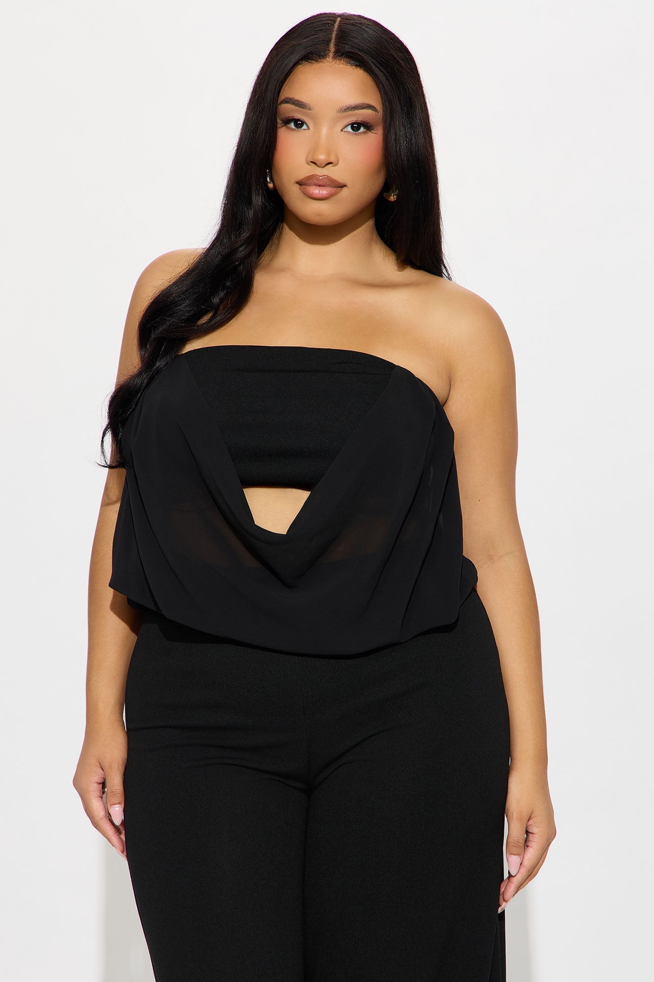 Roxana Cowl Neck Wide Leg Jumpsuit - Black