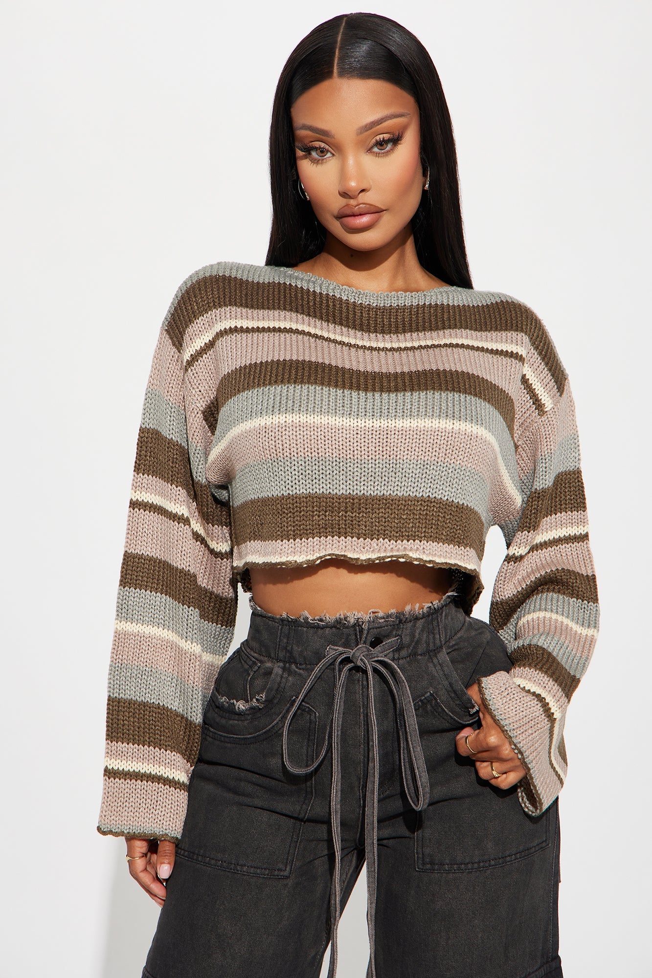 So Typical Color Block Sweater - Brown/combo