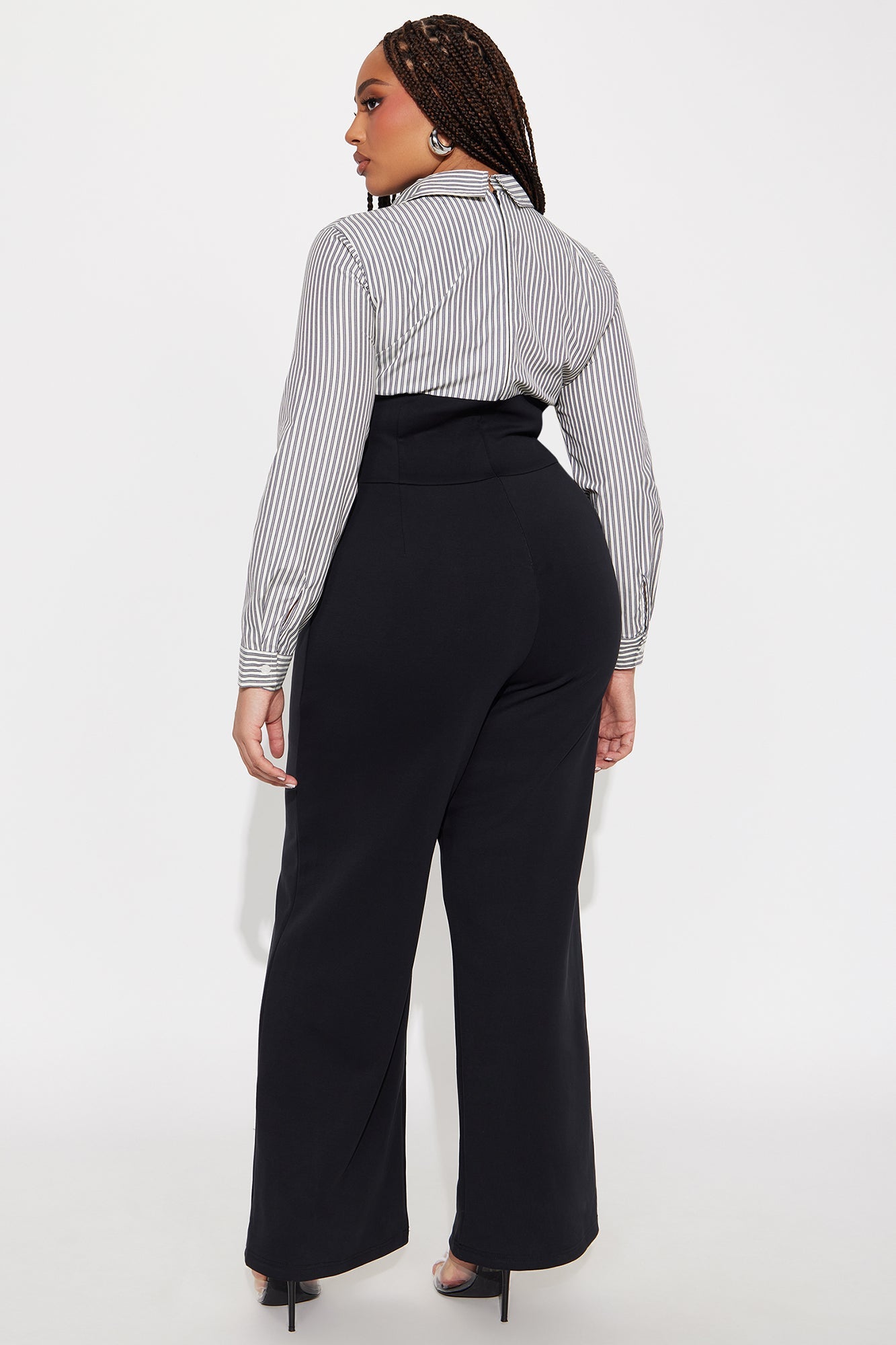 Paola Pinstripe Wide Leg Jumpsuit - Black/combo