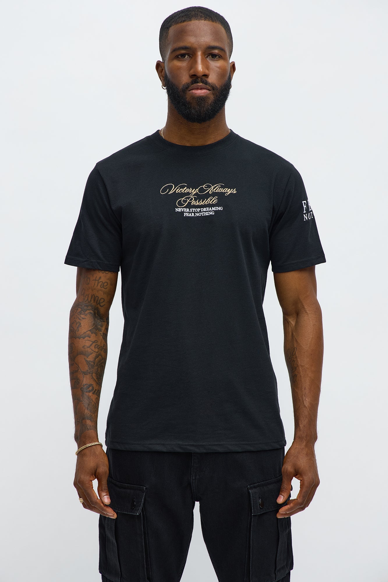 Victory Embroidery Short Sleeve Tee - Black