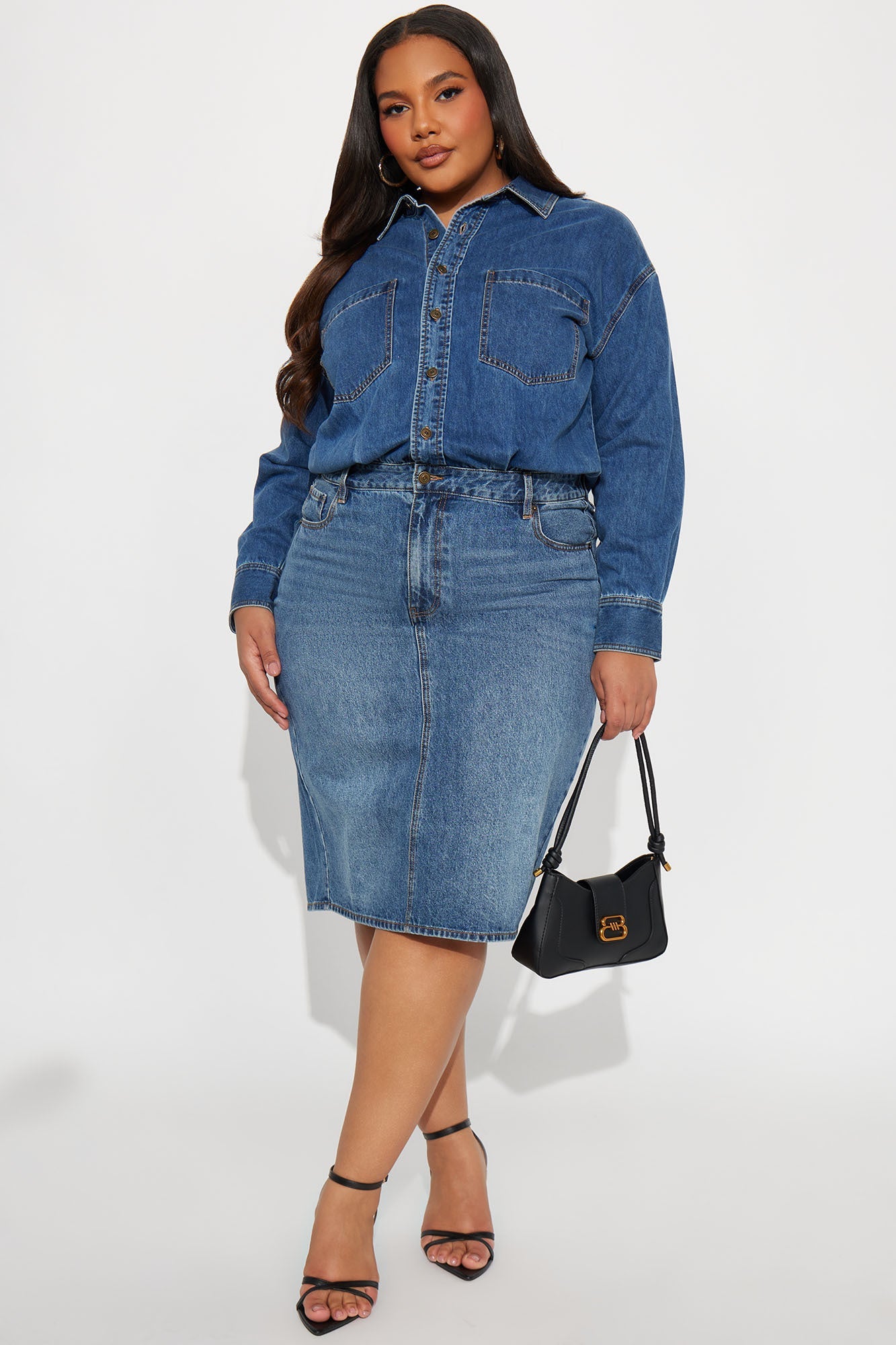 Farmers Market Cutie Denim Midi Dress - Denim