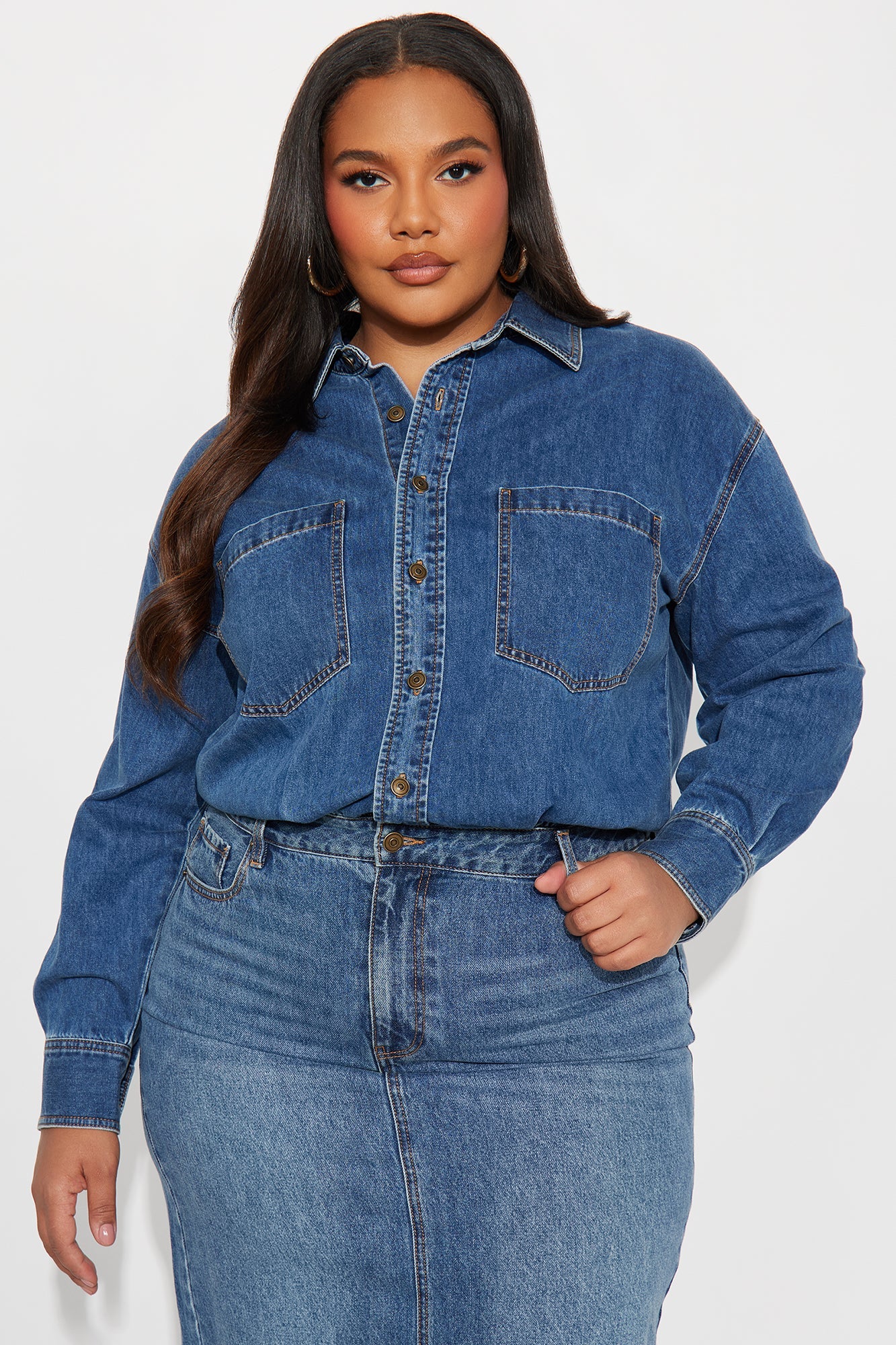 Farmers Market Cutie Denim Midi Dress - Denim