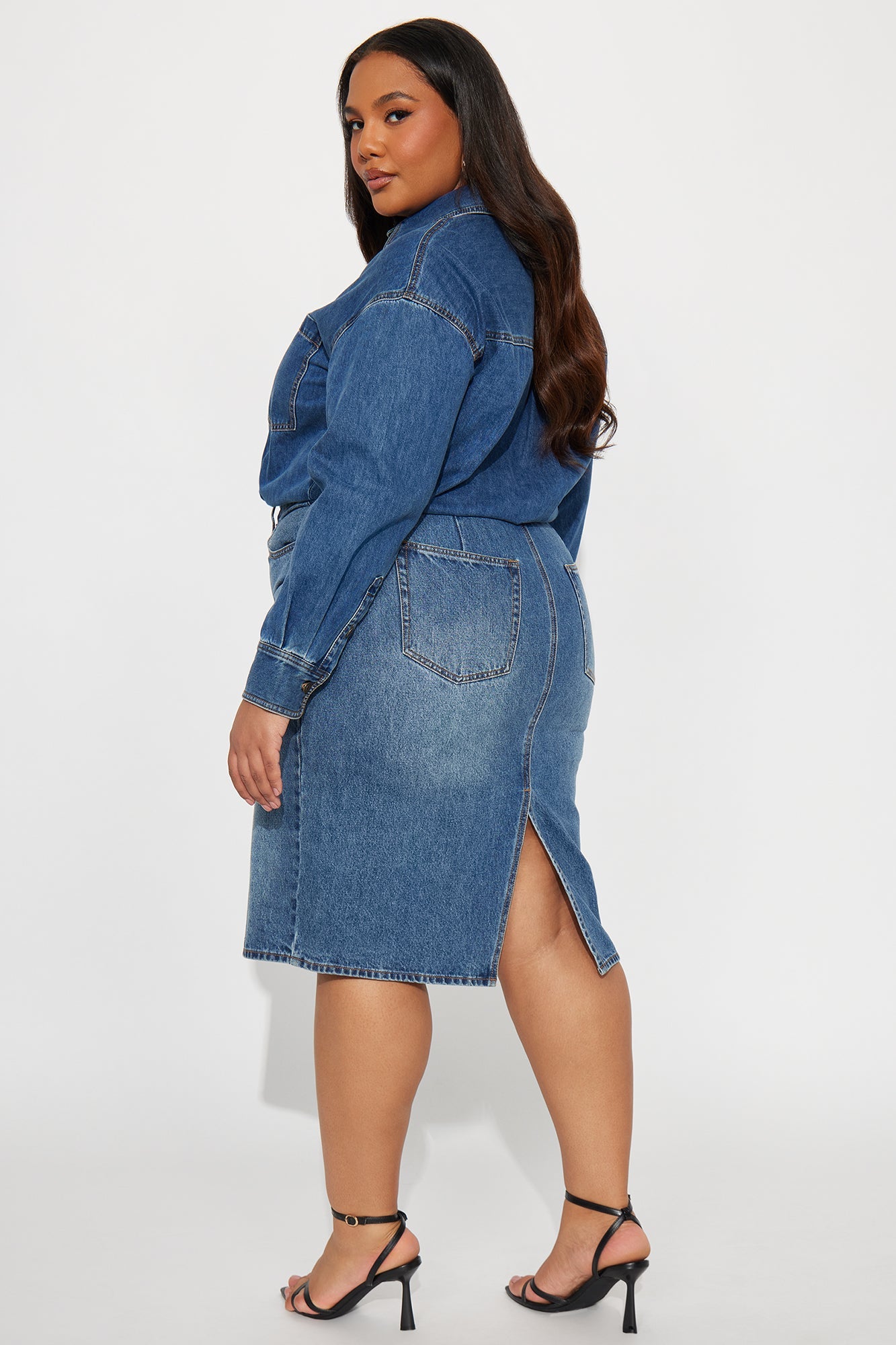 Farmers Market Cutie Denim Midi Dress - Denim