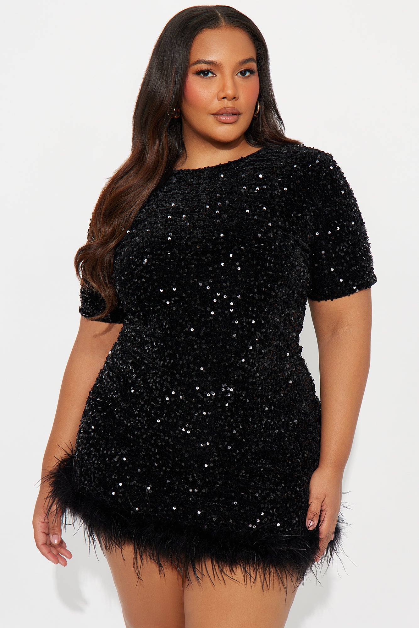 Tall Christy Sequin T-Shirt Mini Dress - Black