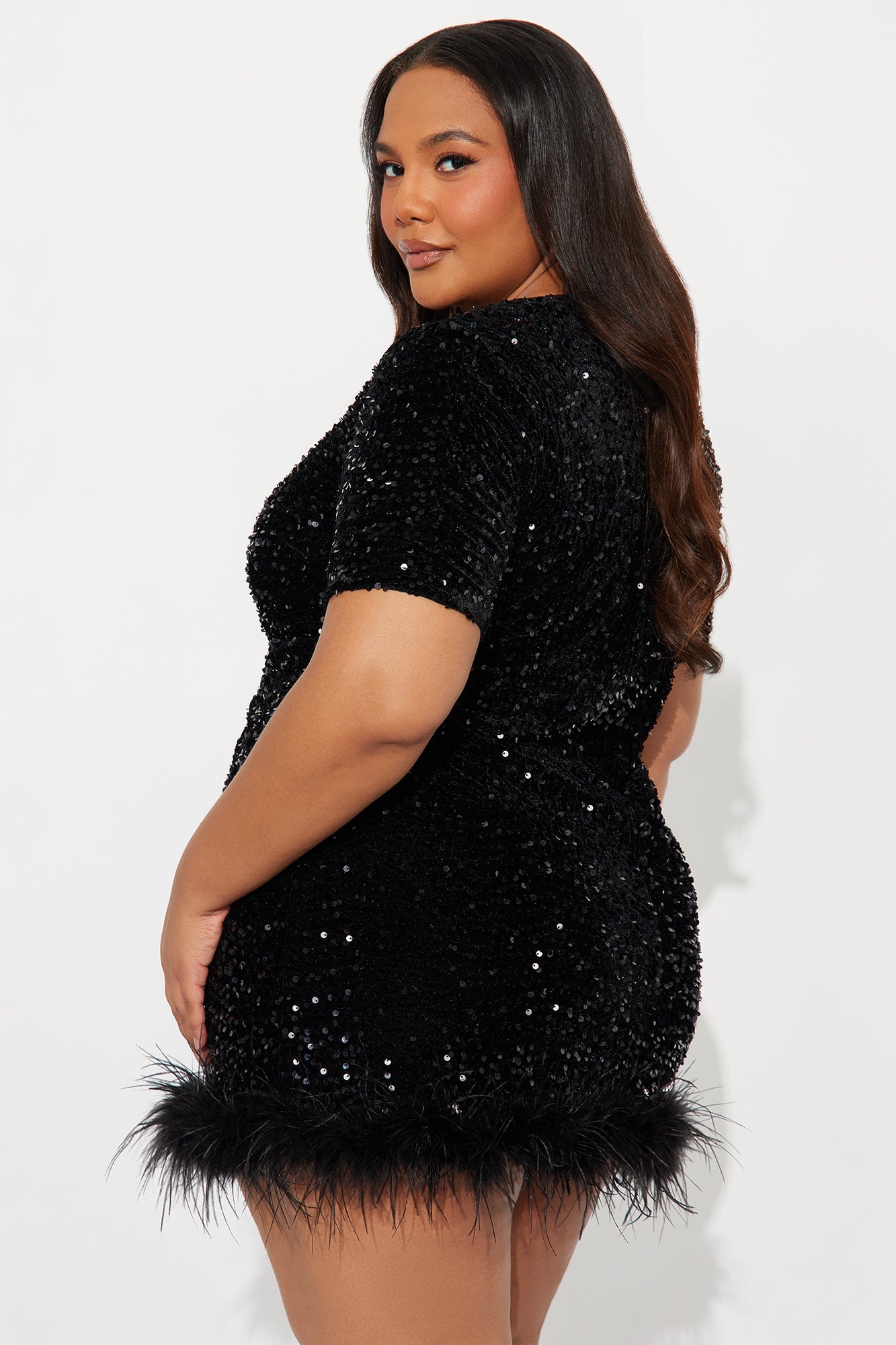 Tall Christy Sequin T-Shirt Mini Dress - Black
