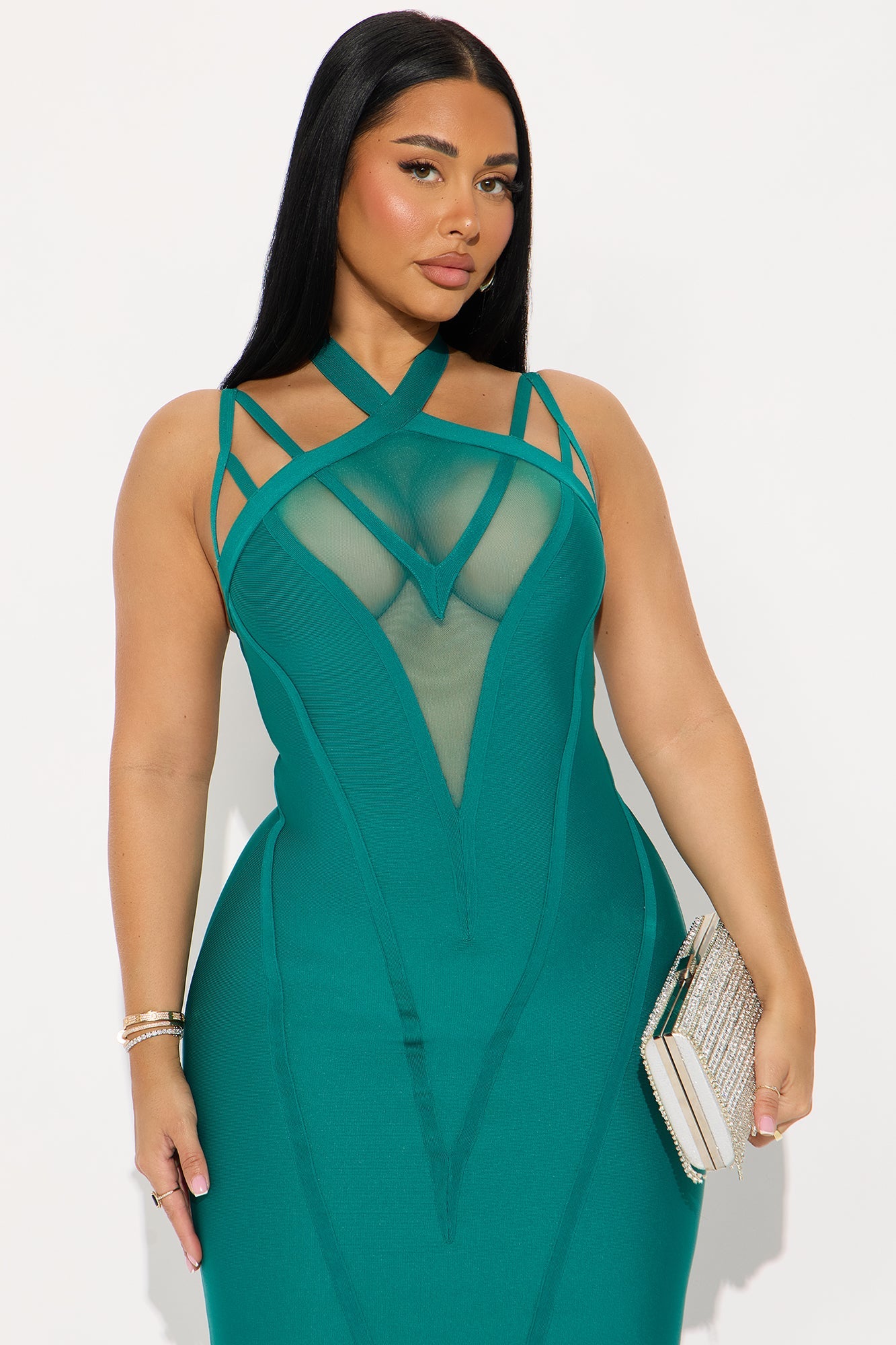 Feel The Vibes Bandage Mini Dress - Teal