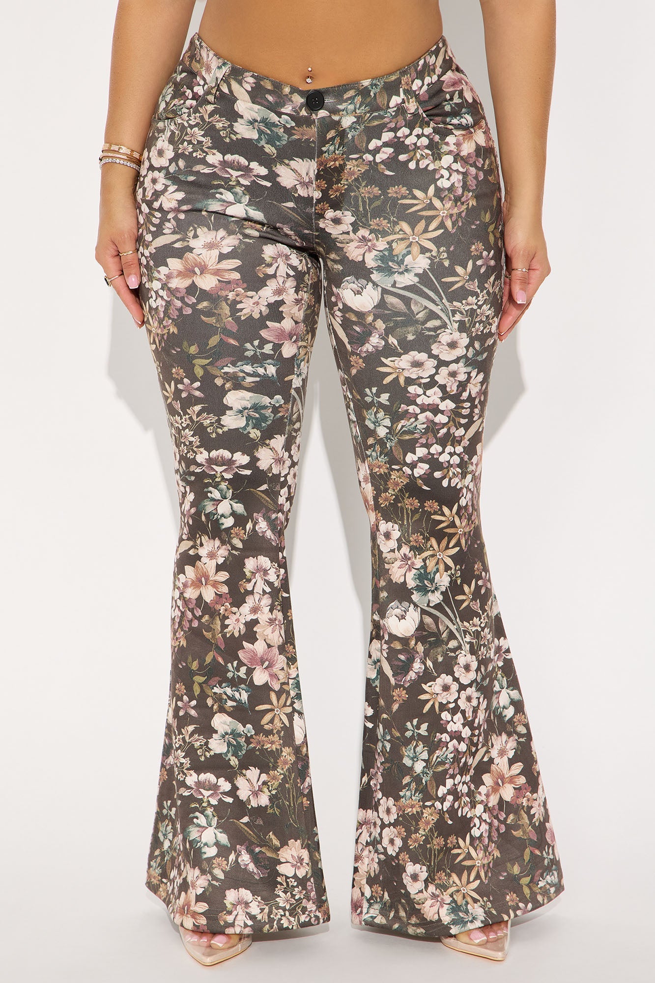 Desert Rose Faux Suede Flare Pant 32″ - Brown/combo