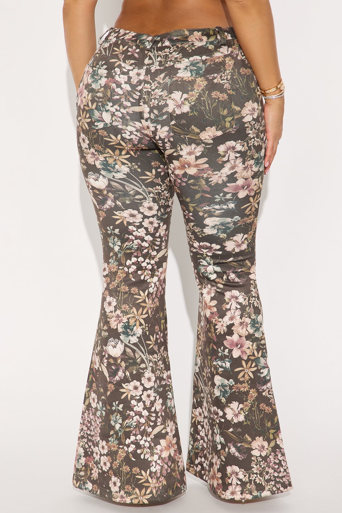 Desert Rose Faux Suede Flare Pant 32″ - Brown/combo