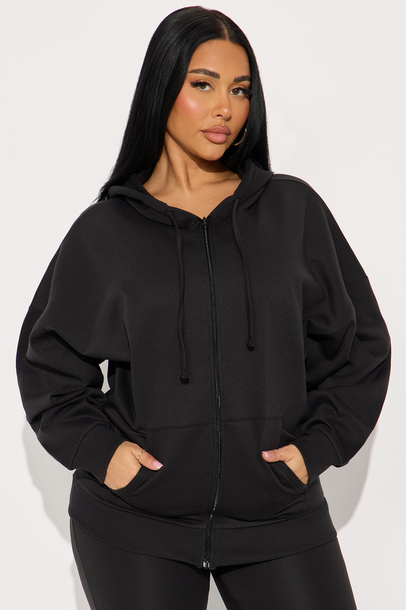 Beckham Zip Up Fleece Pant Set - Black