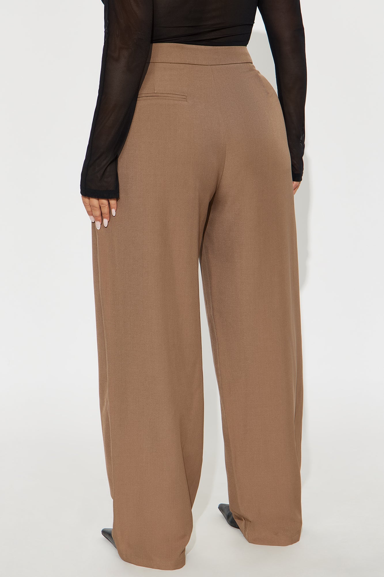 Close The Deal Wide Leg Trouser Pant 33″ - Mocha