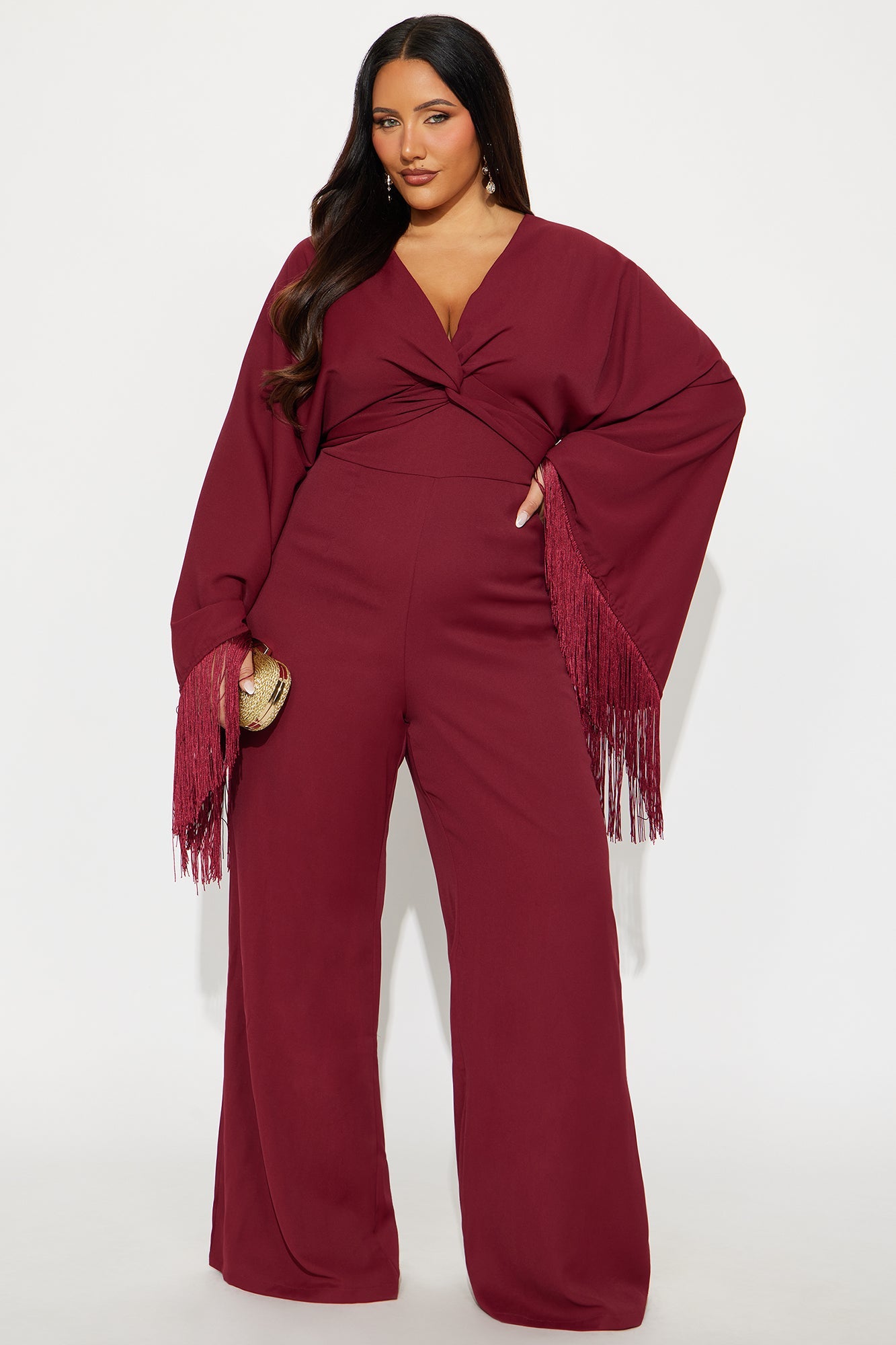 Amber Wide Leg Jumpsuit - Burgundy