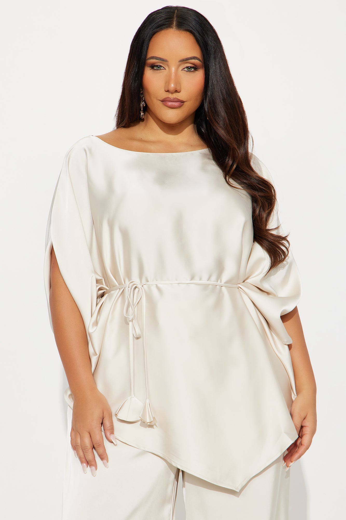 Everly Satin Pant Set - Champagne