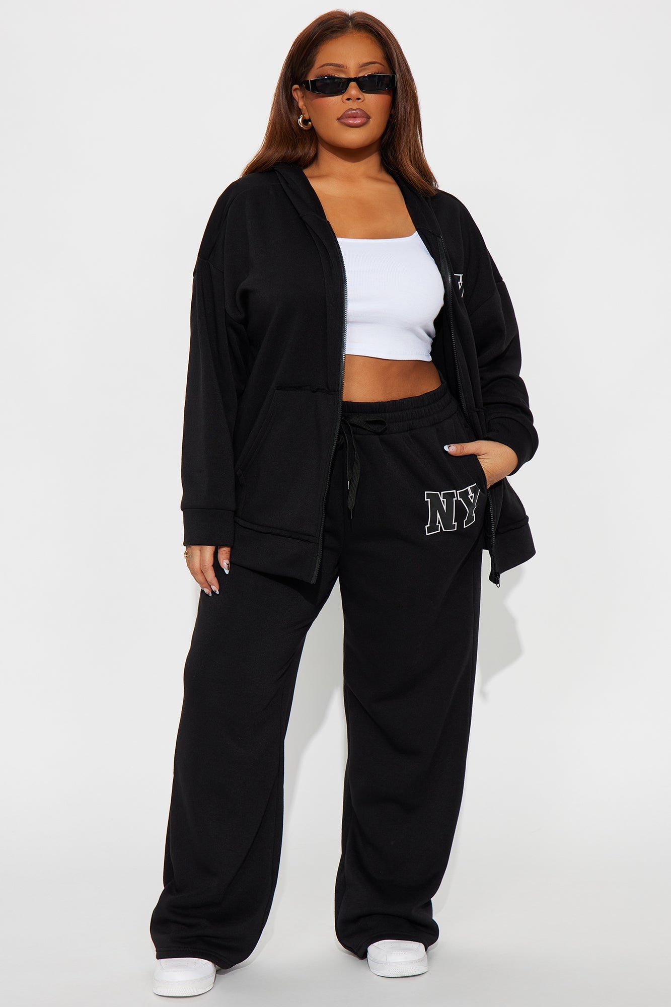 NY Oversized Fleece Pant Set - Black